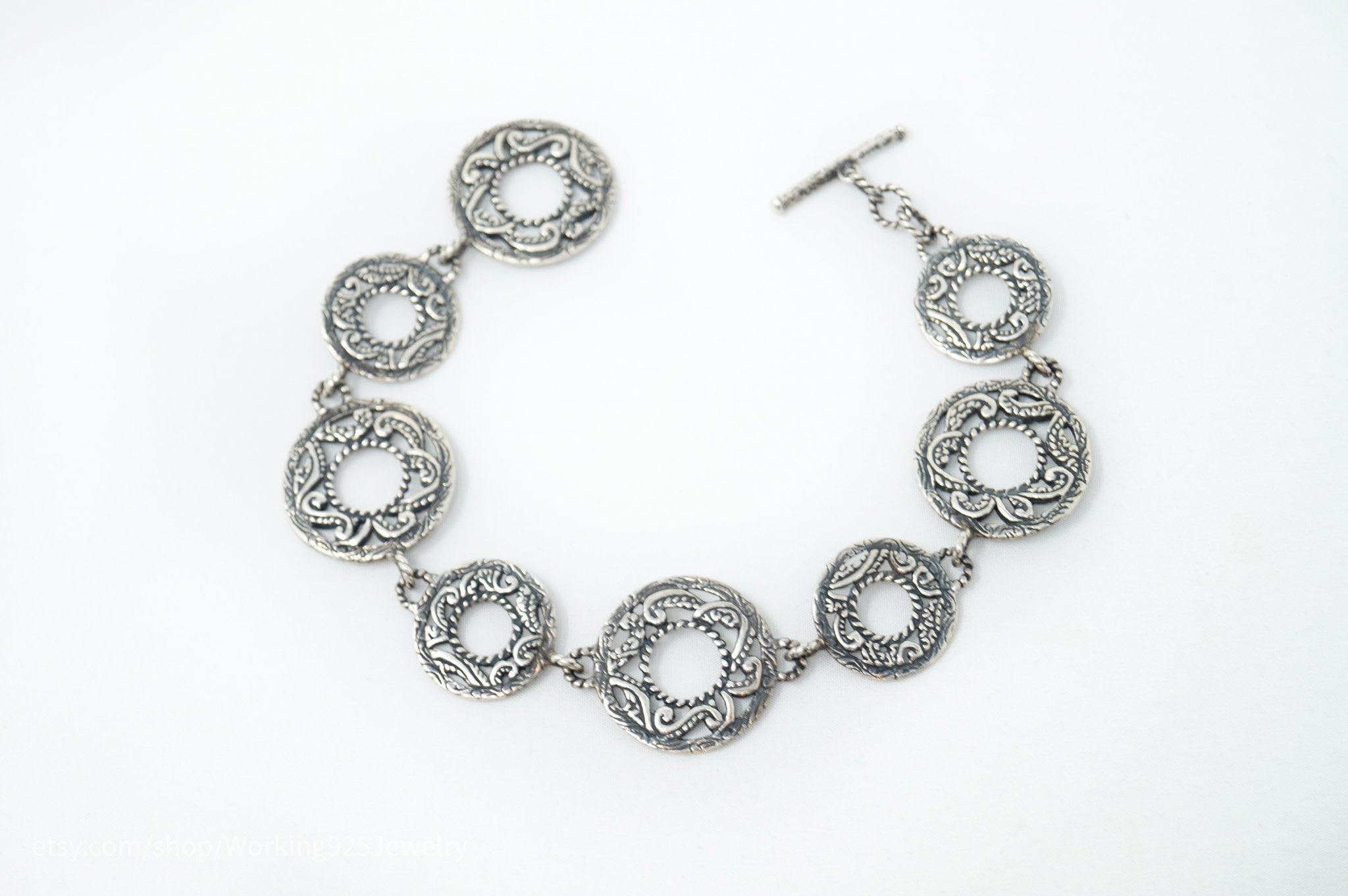 Vintage Designer Carolyn Pollack Relios Southwestern Sterling Silver Bracelet