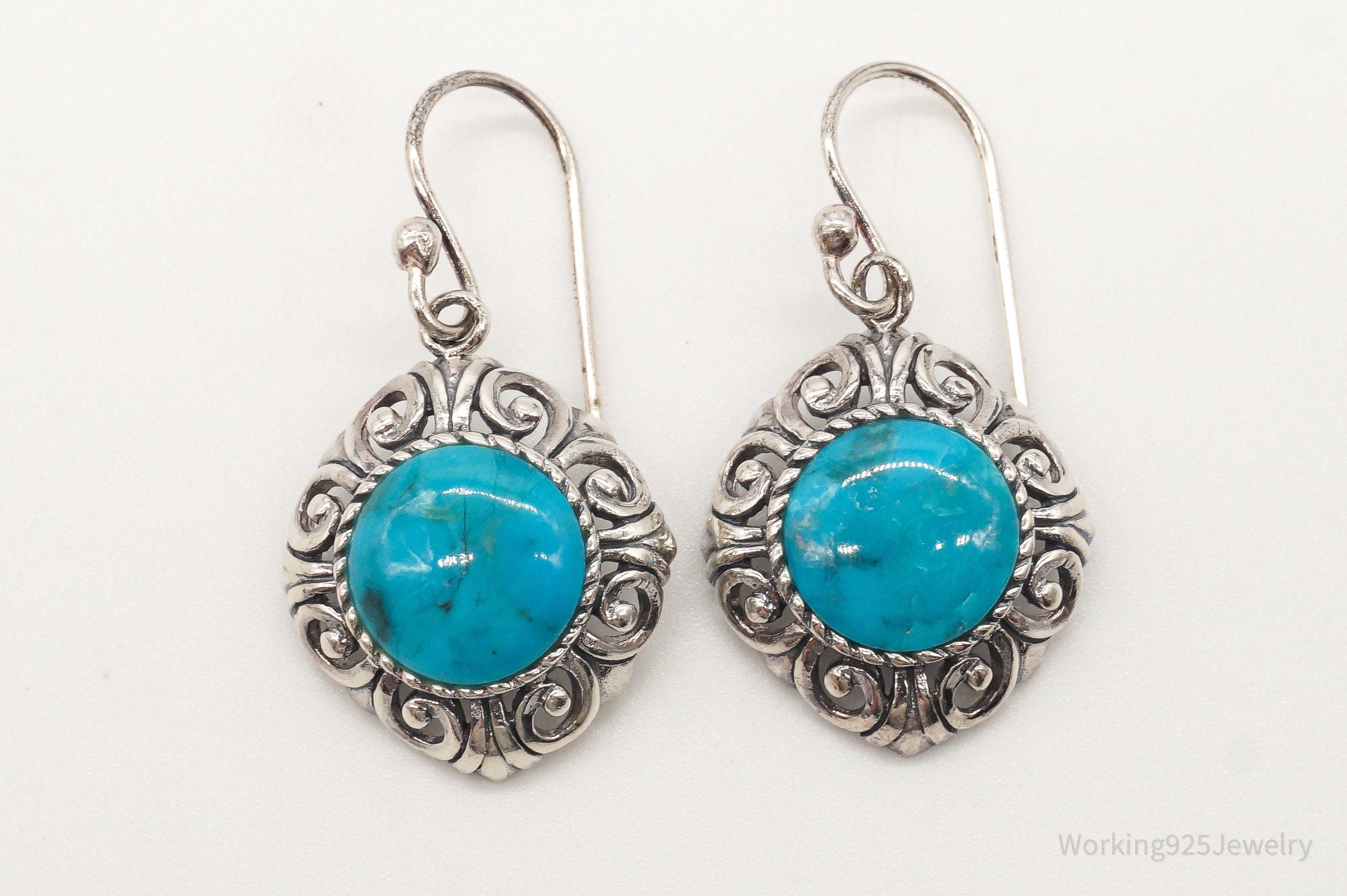 Designer NK Blue Turquoise Sterling Silver Earrings