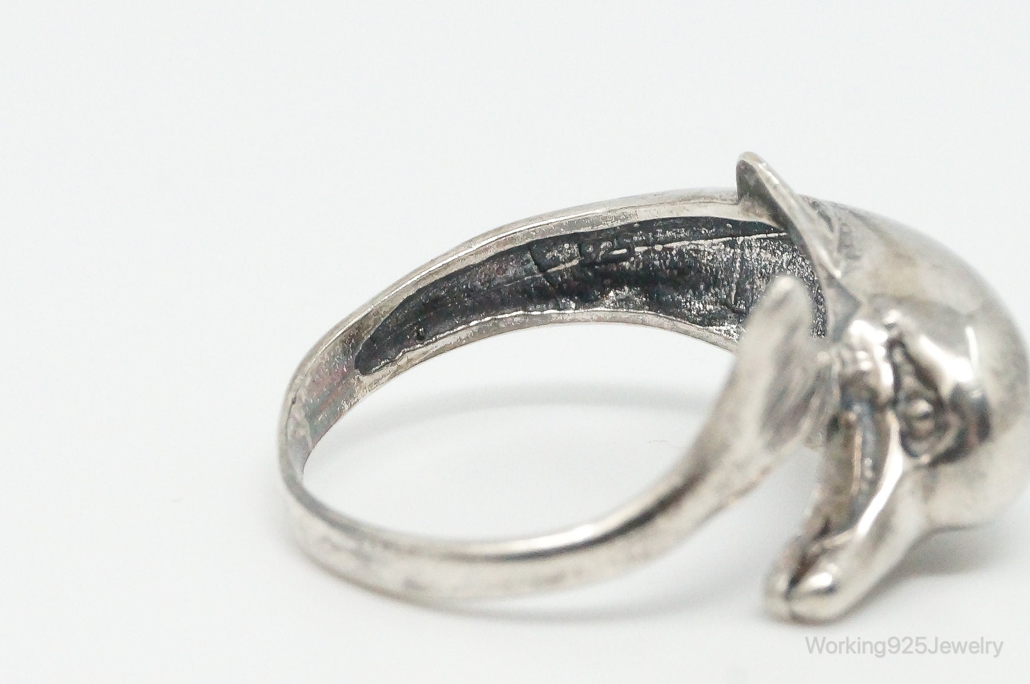 Vintage Dolphin Sterling Silver Wrap Ring - Size 7