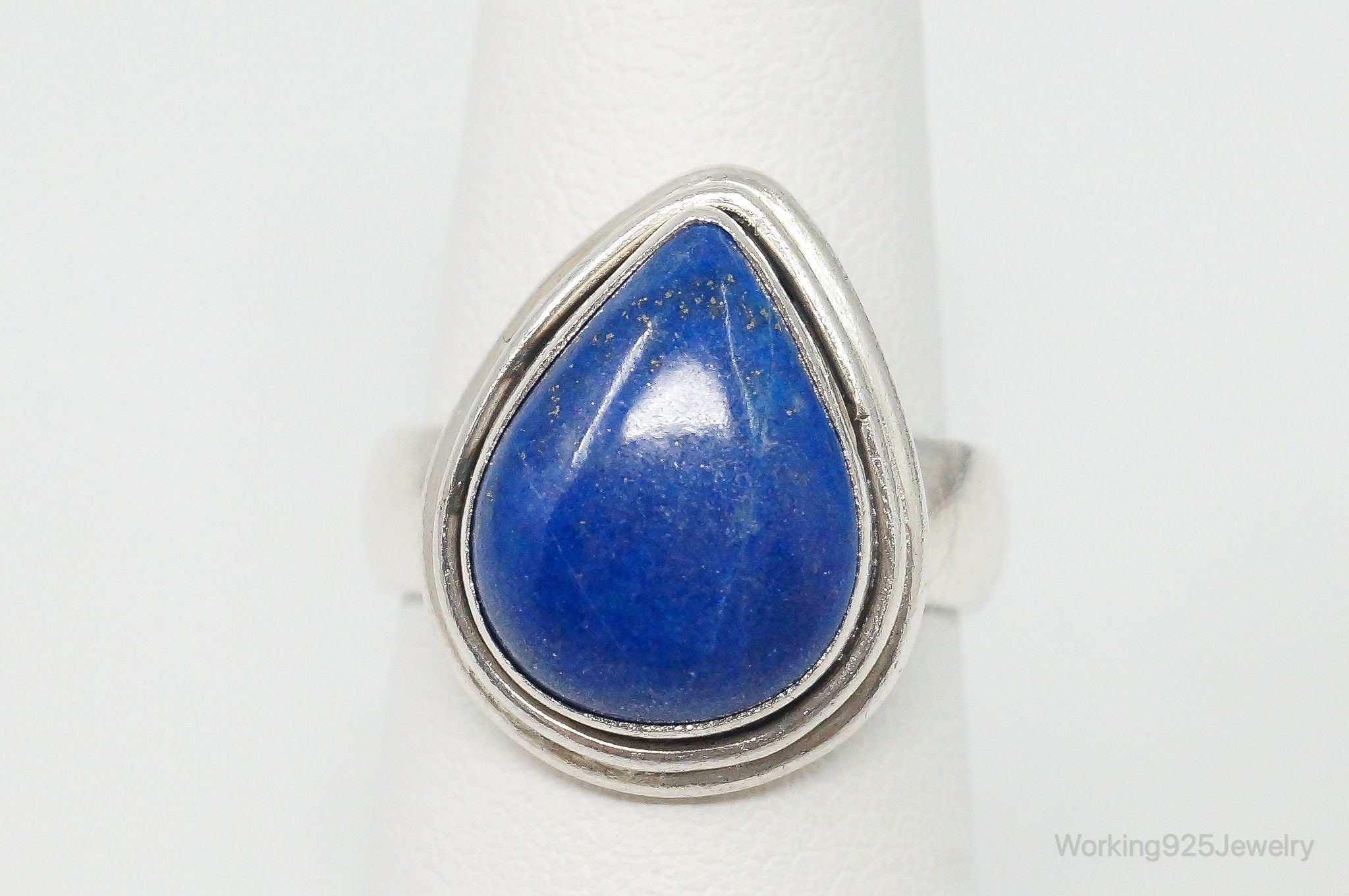 Vintage Lapis Lazuli Sterling Silver Ring - Size 6.25