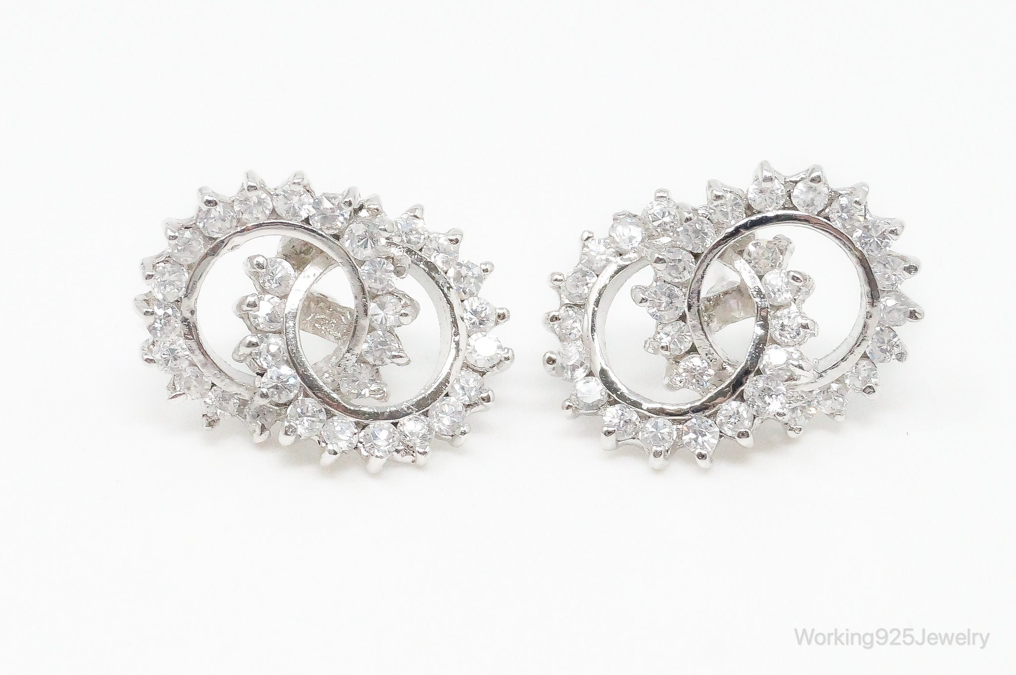 Vintage Cubic Zirconia Sterling Silver Earrings