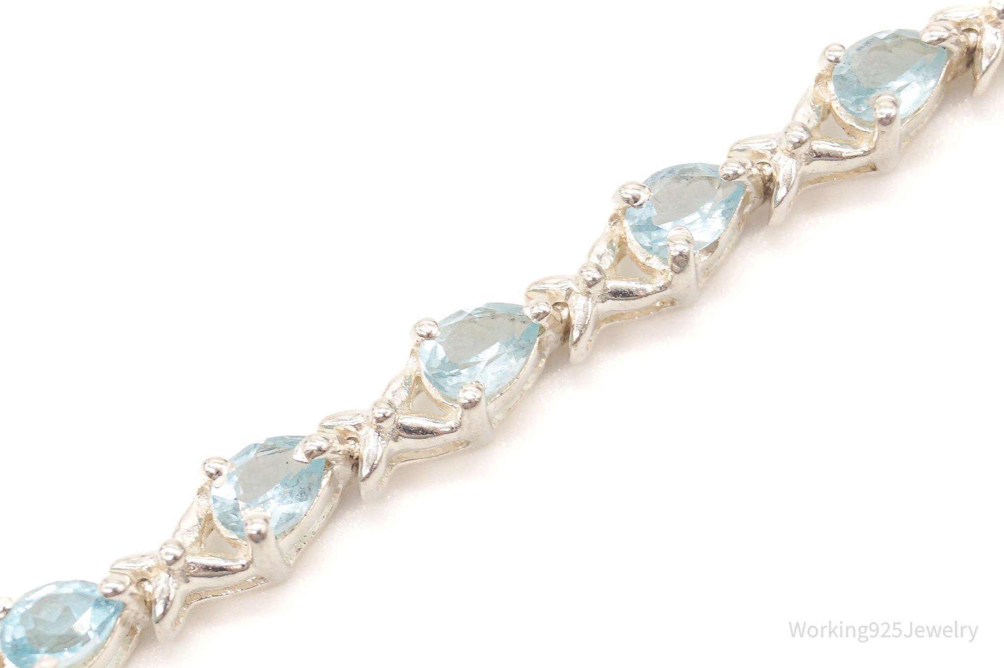 Vintage Blue Topaz Sterling Silver Tennis Bracelet