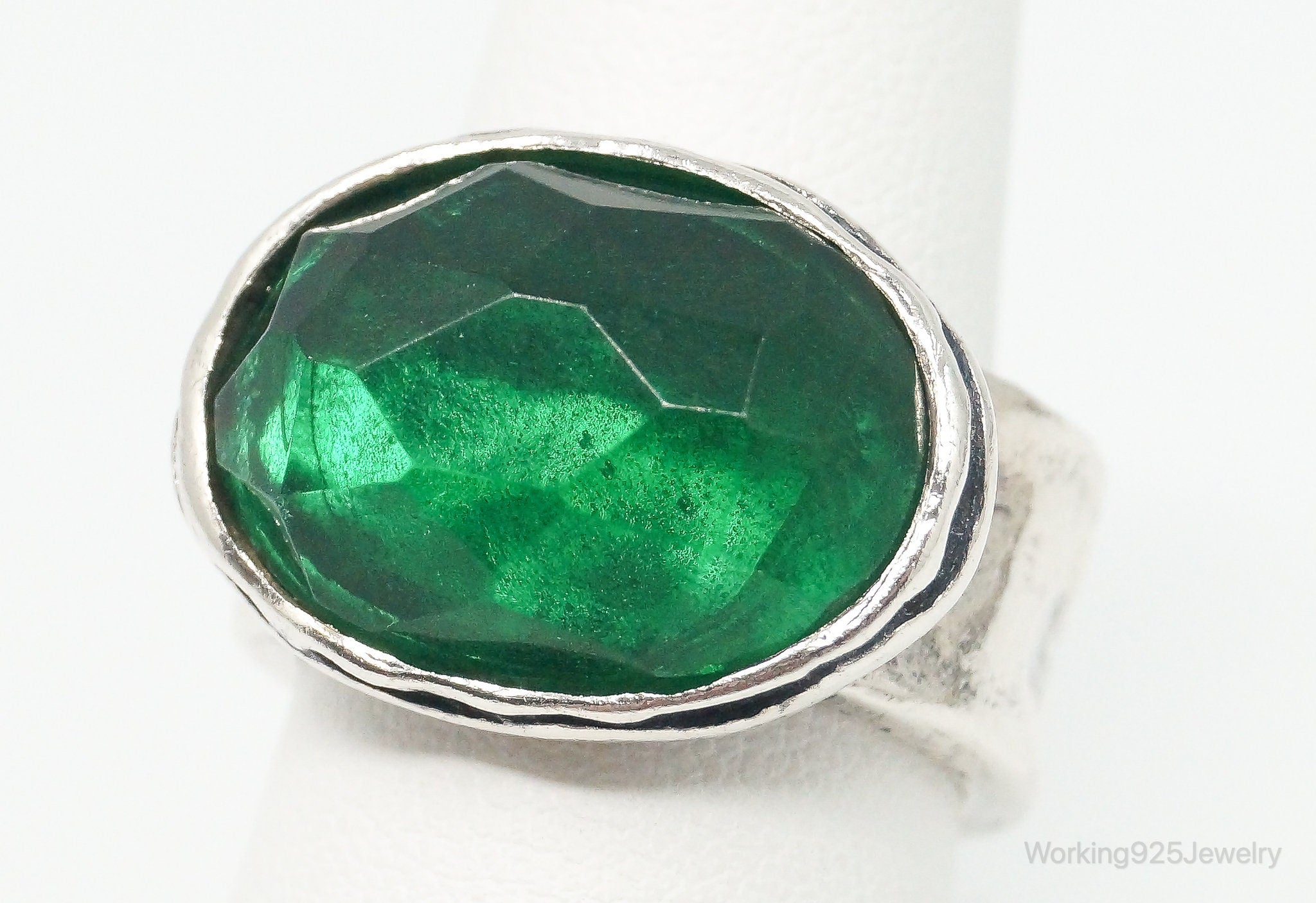 Didae Large Green Quartz Sterling Silver Ring - Size 7