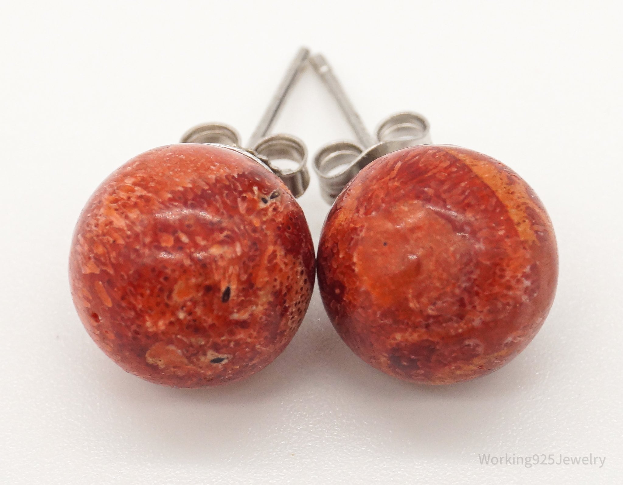 Vintage Coral Sterling Silver Earrings