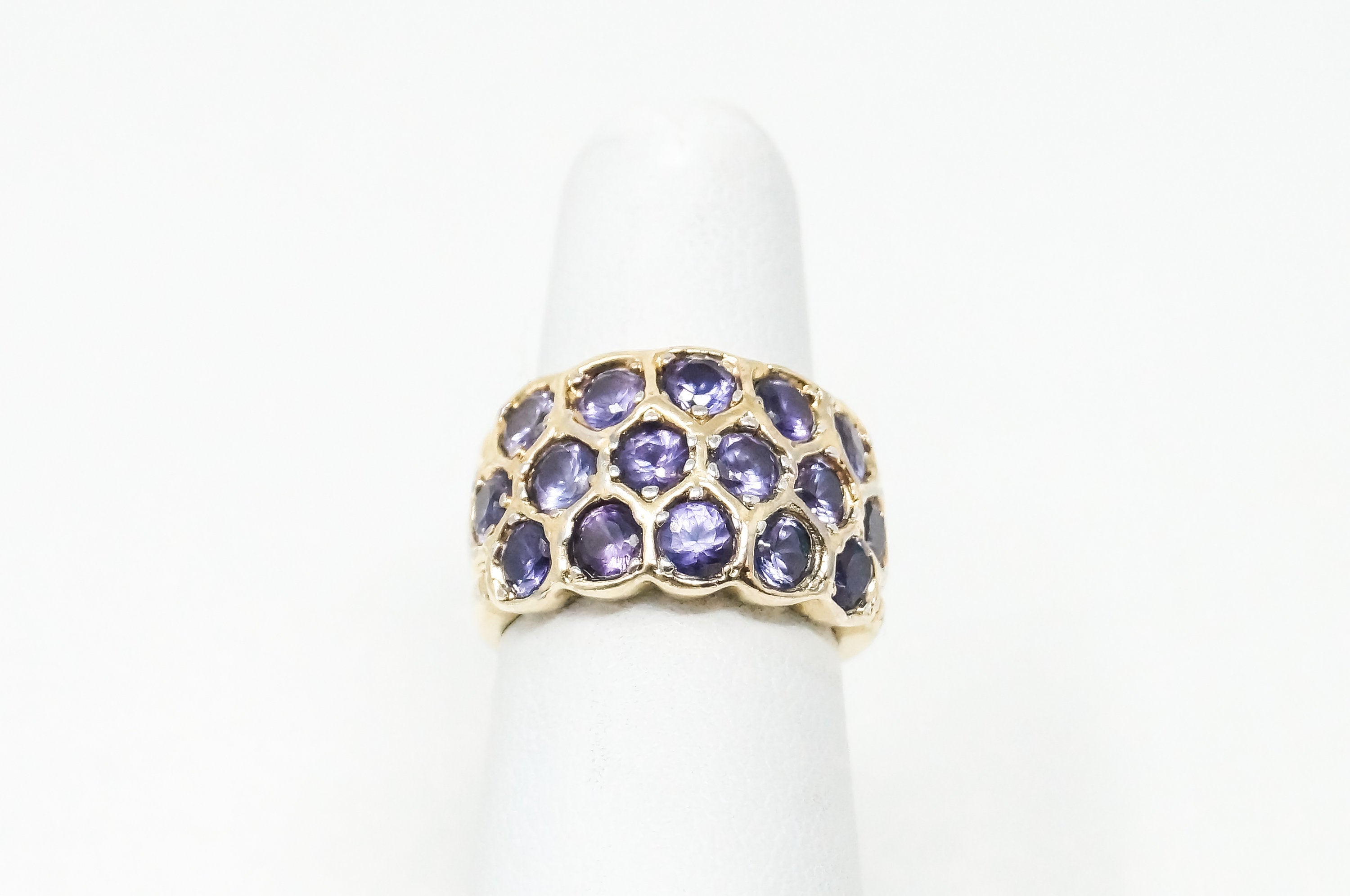 Vintage Art Deco Amethyst Gold Vermeil Sterling Silver Ring - Sz 5 -784241332