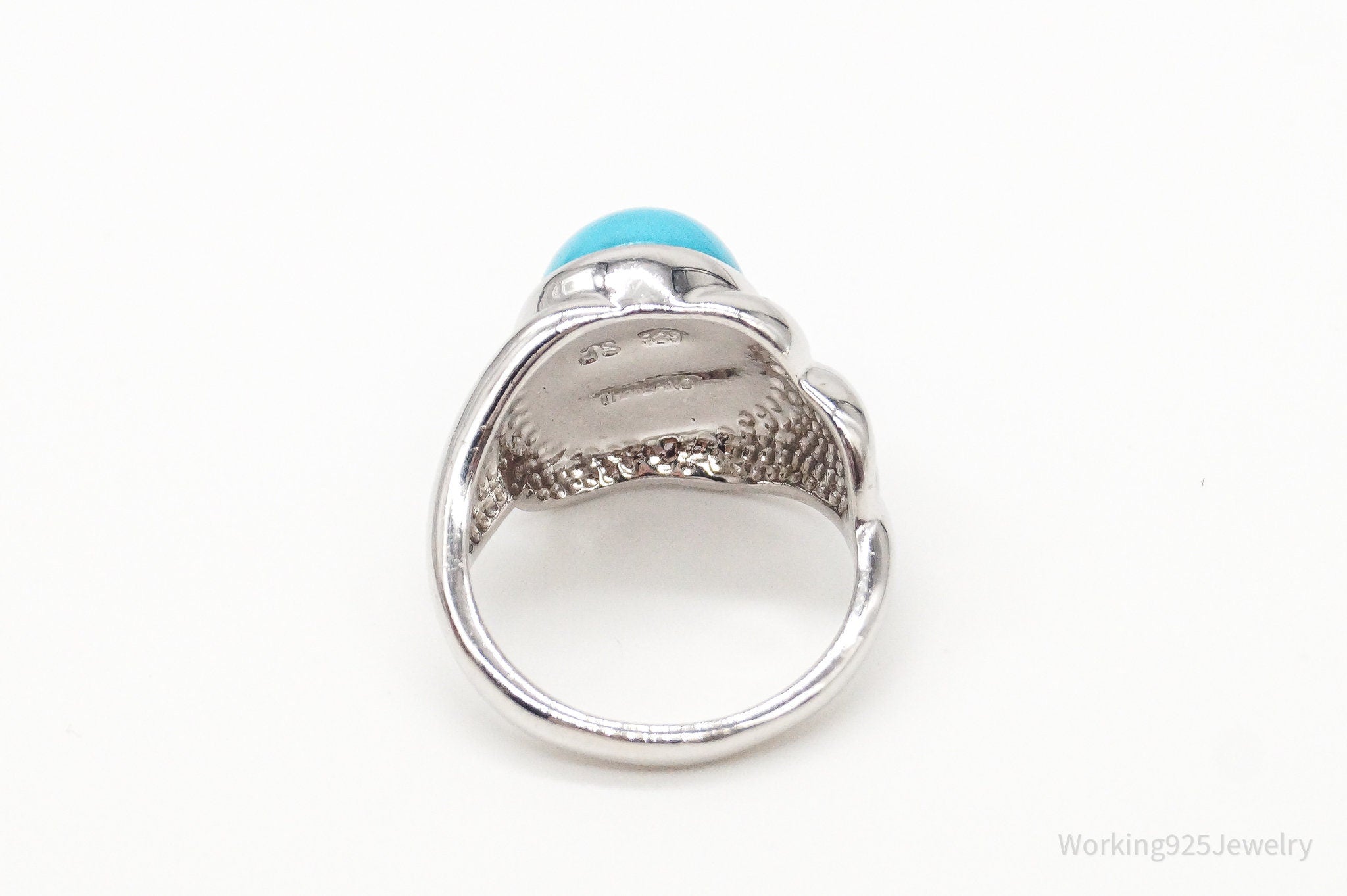 Designer JS Turquoise Sterling Silver Ring - Size 7