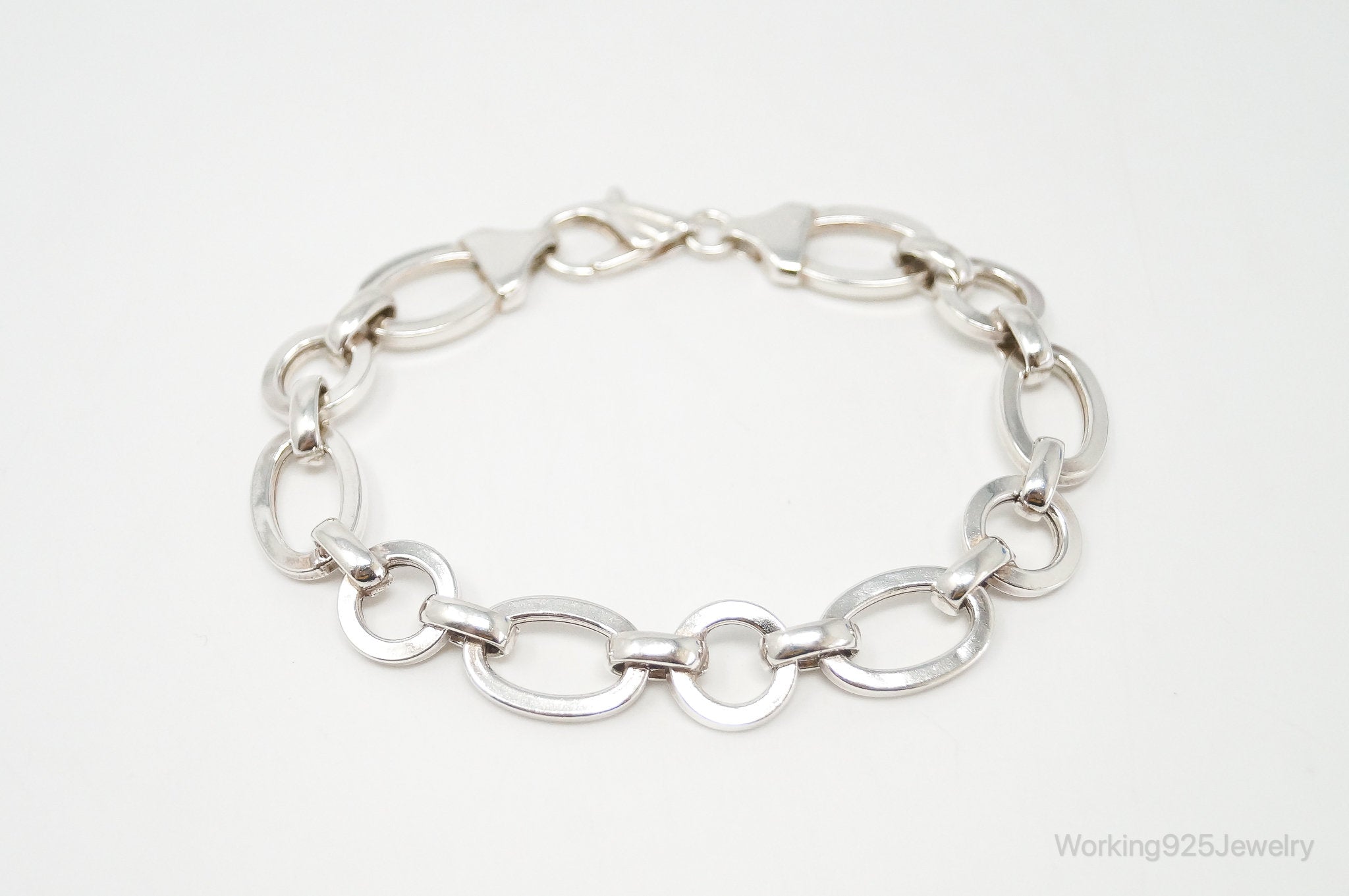 Vintage Italy Designer Oval Link Sterling Silver Bracelet