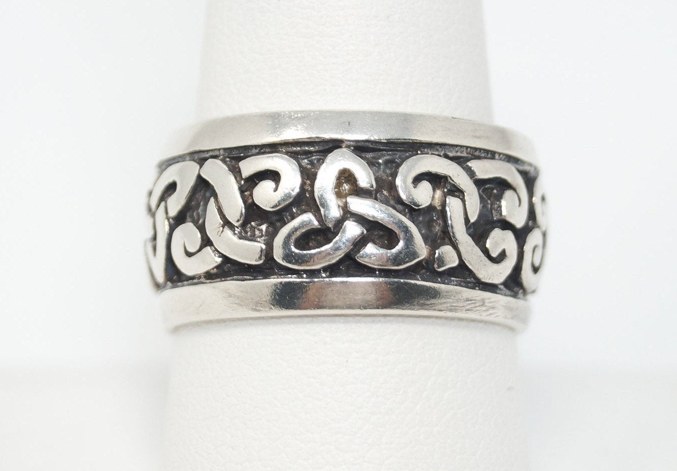 Vintage Celtic Design Sterling Silver Band Ring - Sz 9.75