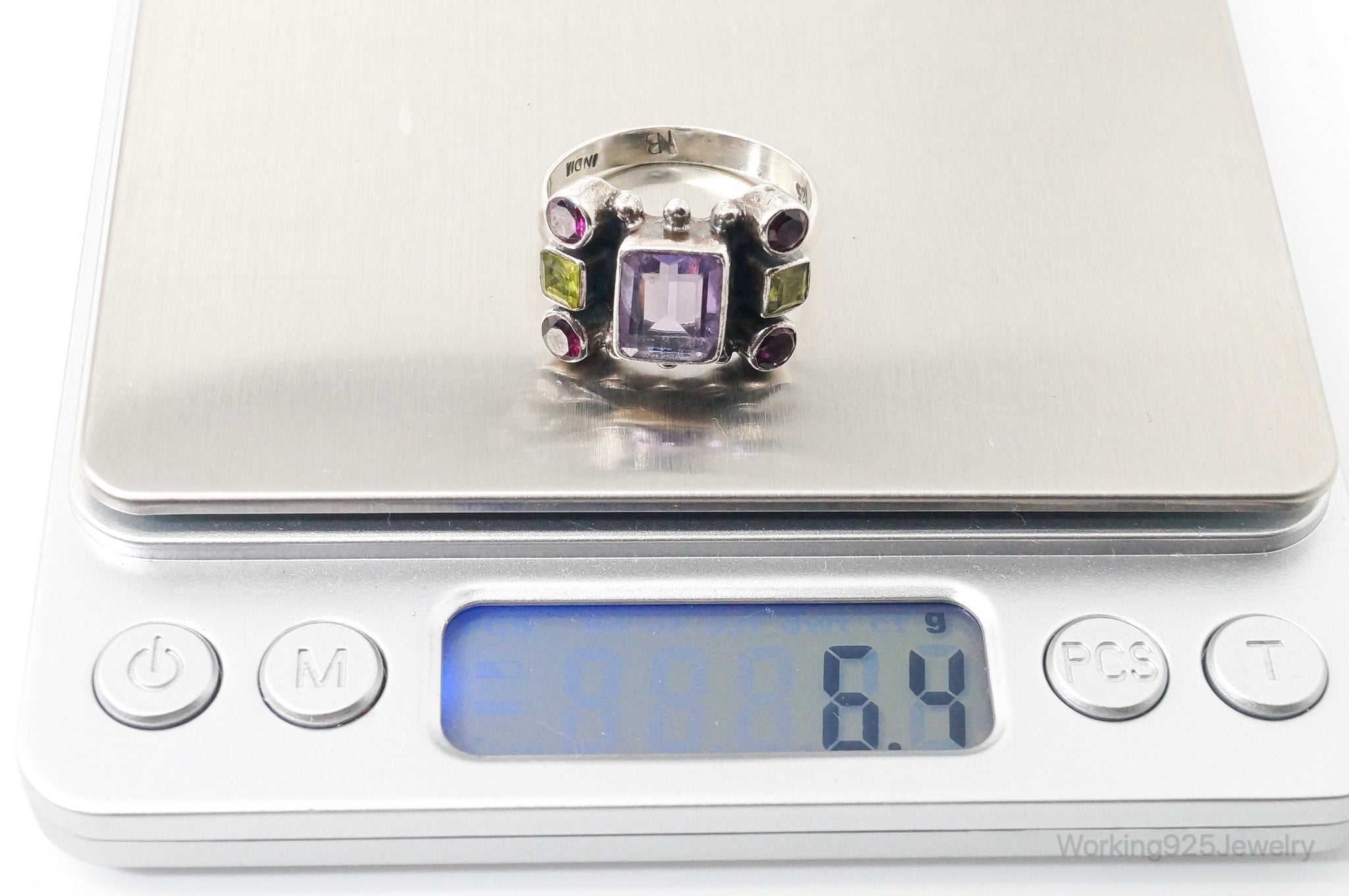 Vintage Designer Nicky Butler Multi Gem Sterling Silver Ring - Sz 12