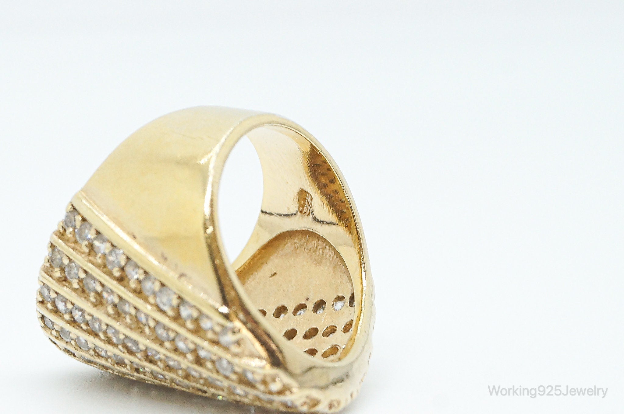 Vintage Cubic Zirconia Gold Vermeil Sterling Silver Ring - Size 6