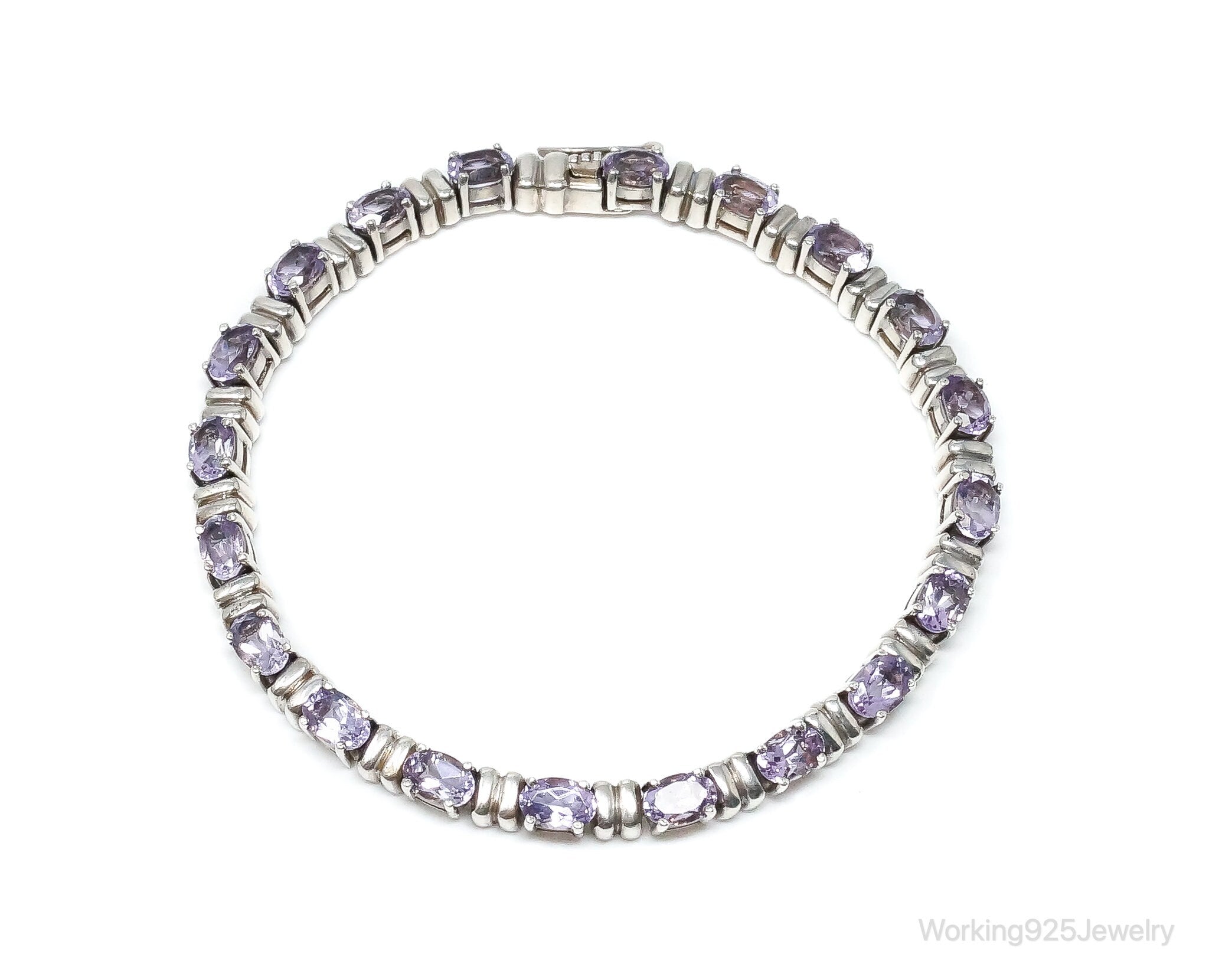 Vintage Art Deco Amethyst Sterling Silver Tennis Bracelet