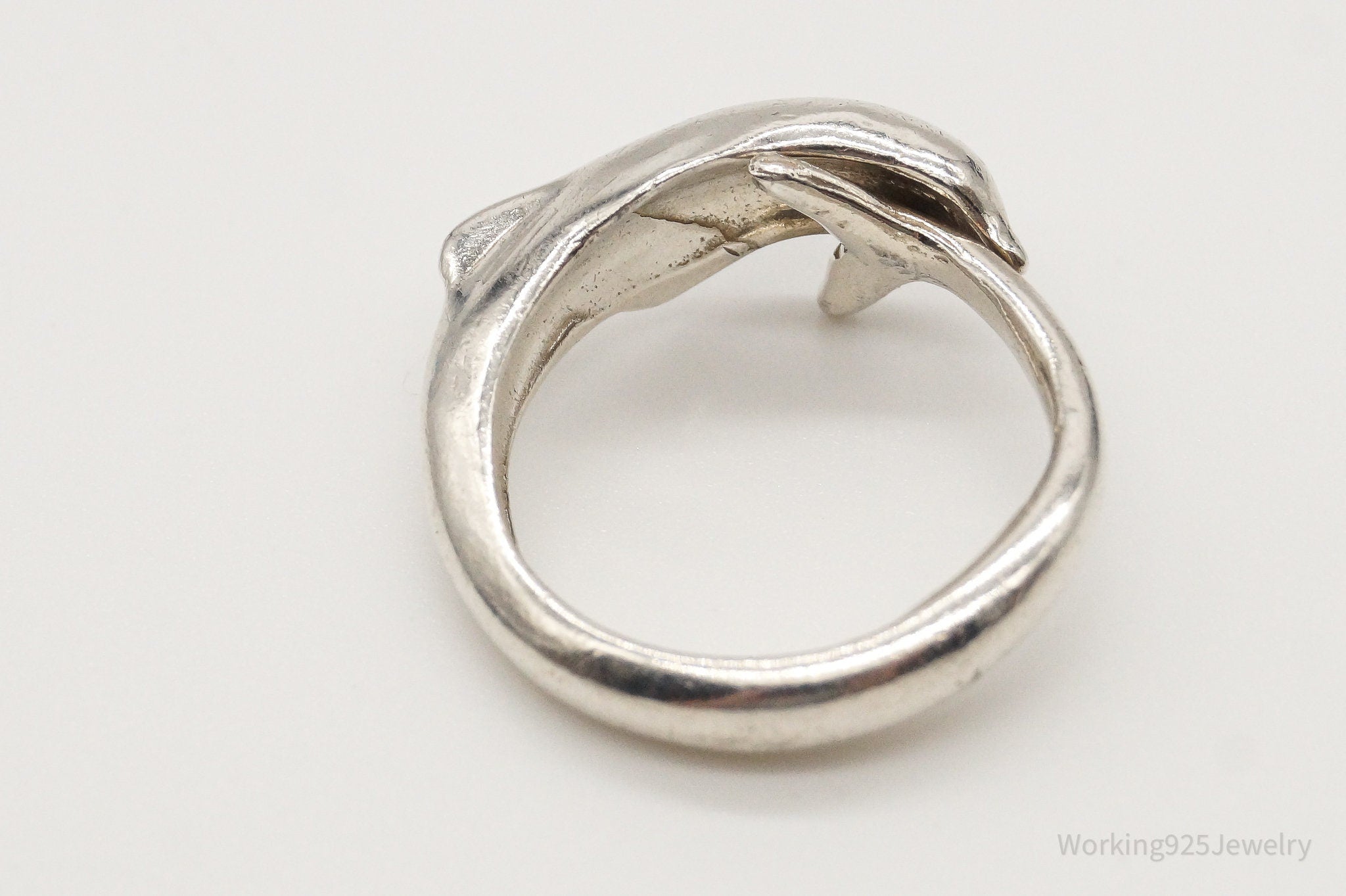 Vintage Dolphin Sterling Silver Wrap Ring - Size 6