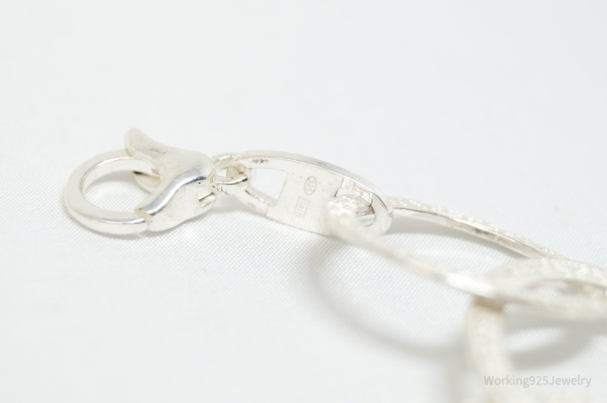 Vintage Italian Designer Greek Key Hoops Sterling Silver Bracelet