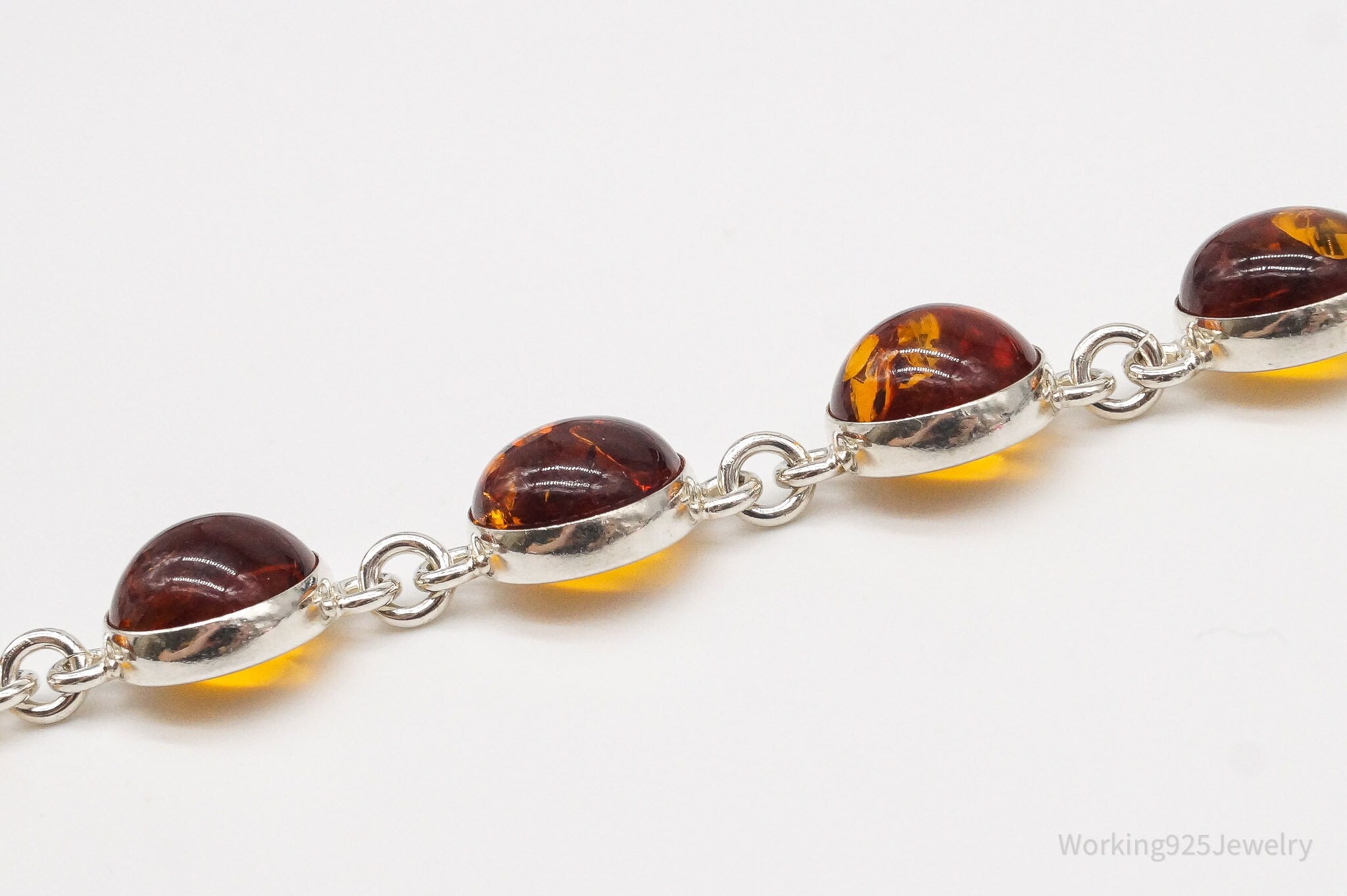 Vintage Amber Modernist Sterling Silver Bracelet