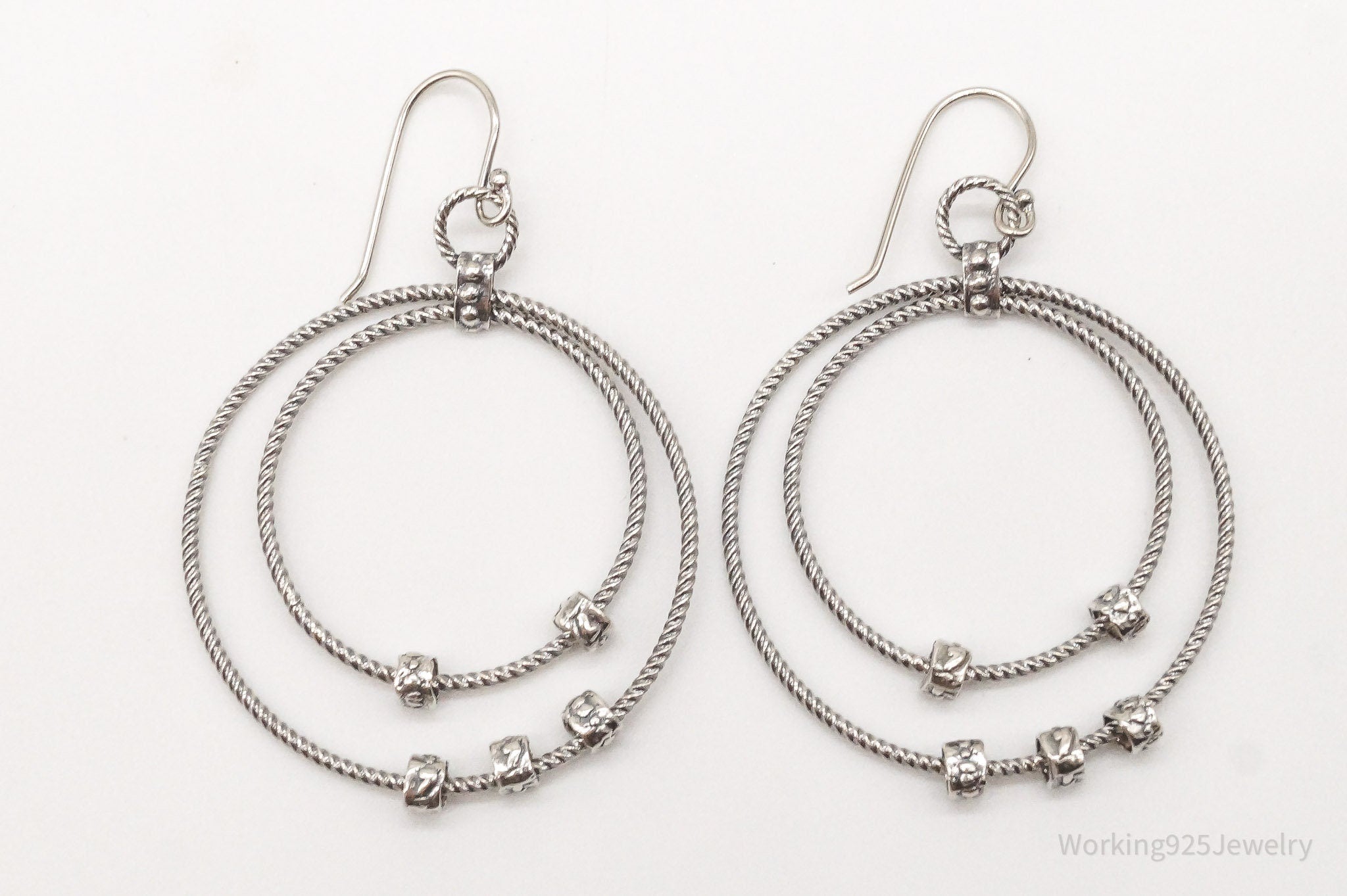 Vintage Designer Silpada Retired Double Rings Sterling Silver Earrings