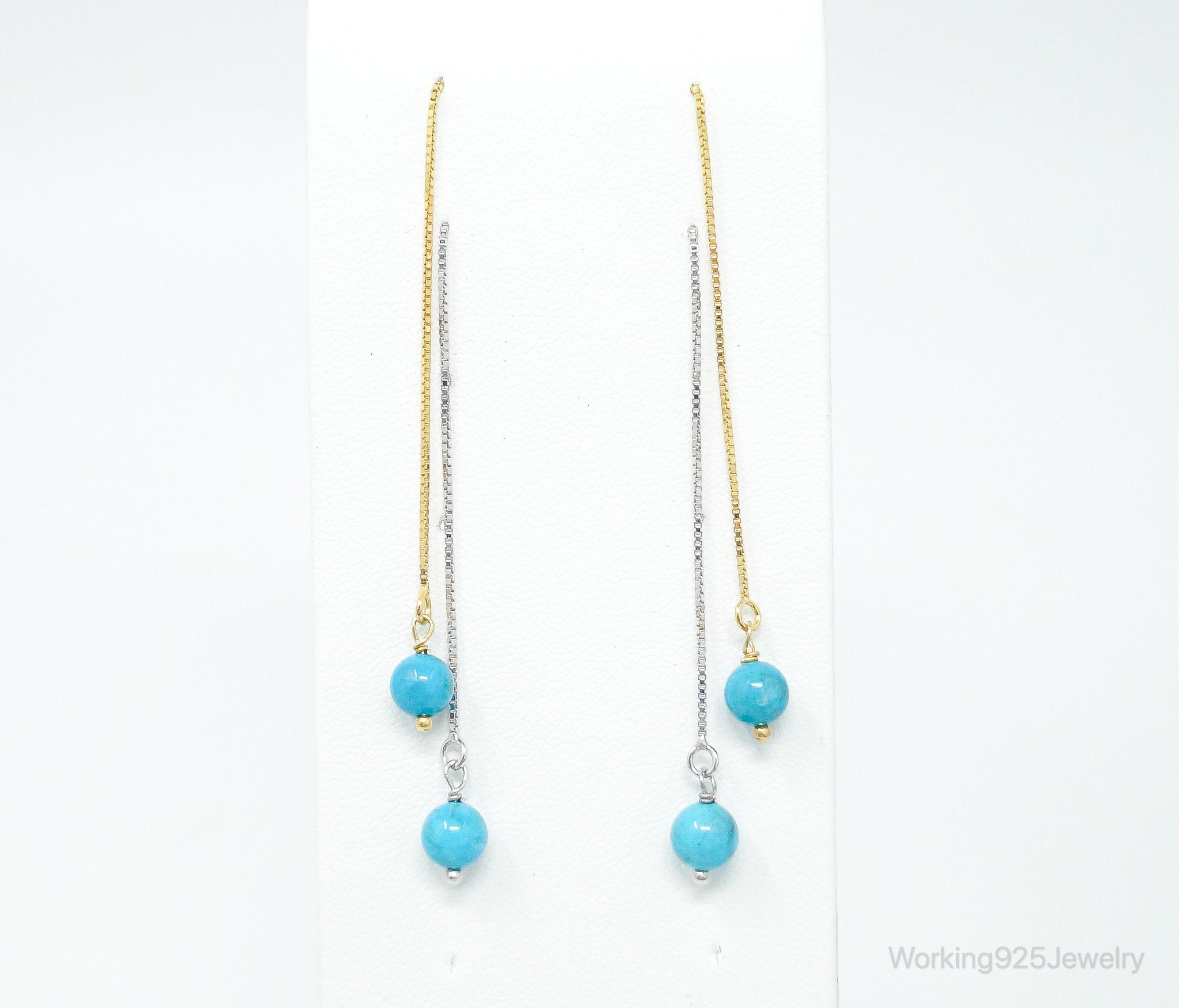 Turquoise Gold Vermeil Sterling Silver Earrings Set