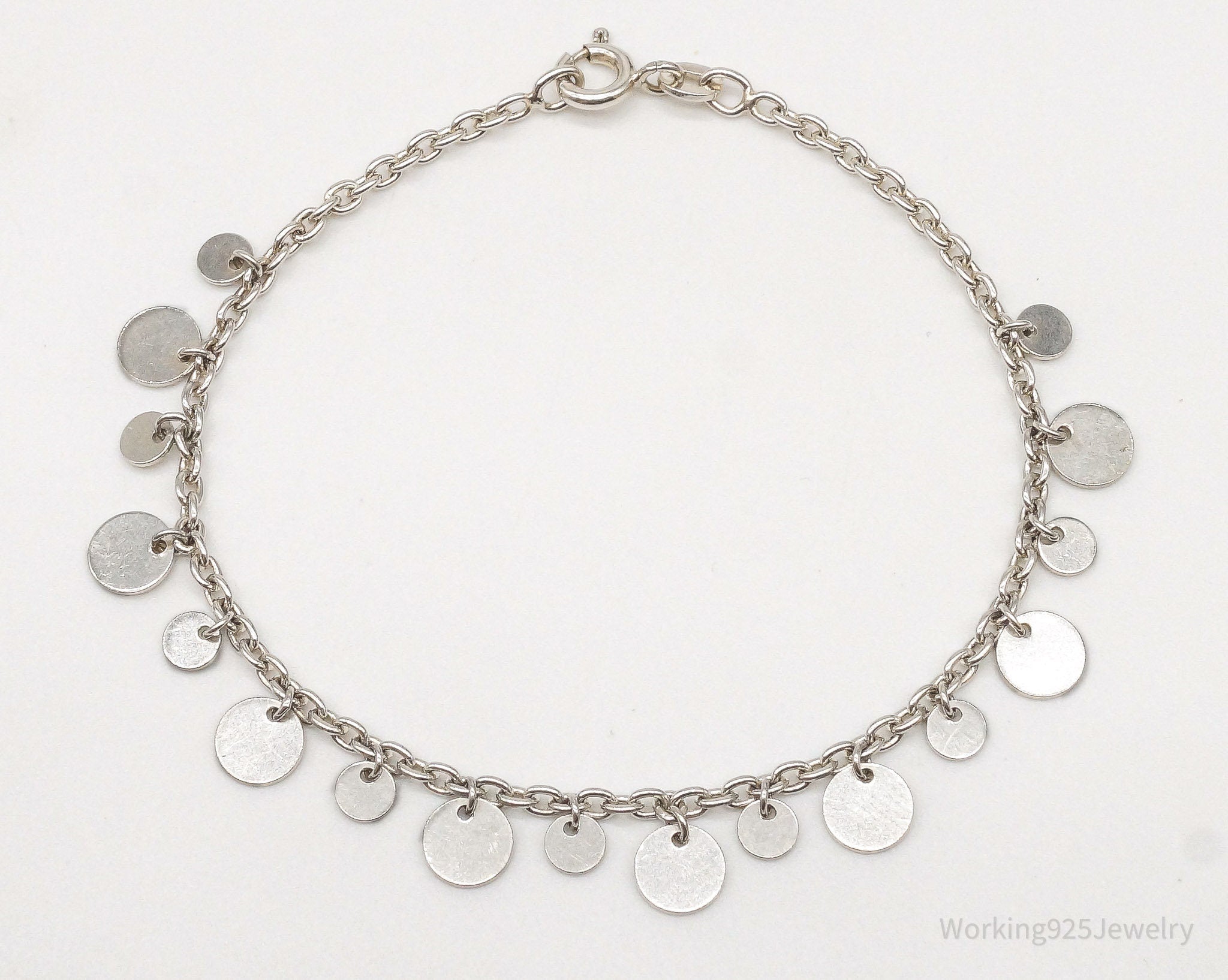 Vintage Disc Charms Sterling Silver Bracelet