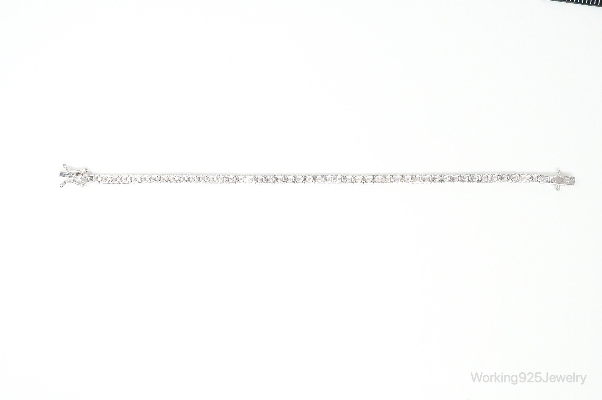 Vintage Designer SW Cubic Zirconia Sterling Silver Tennis Bracelet