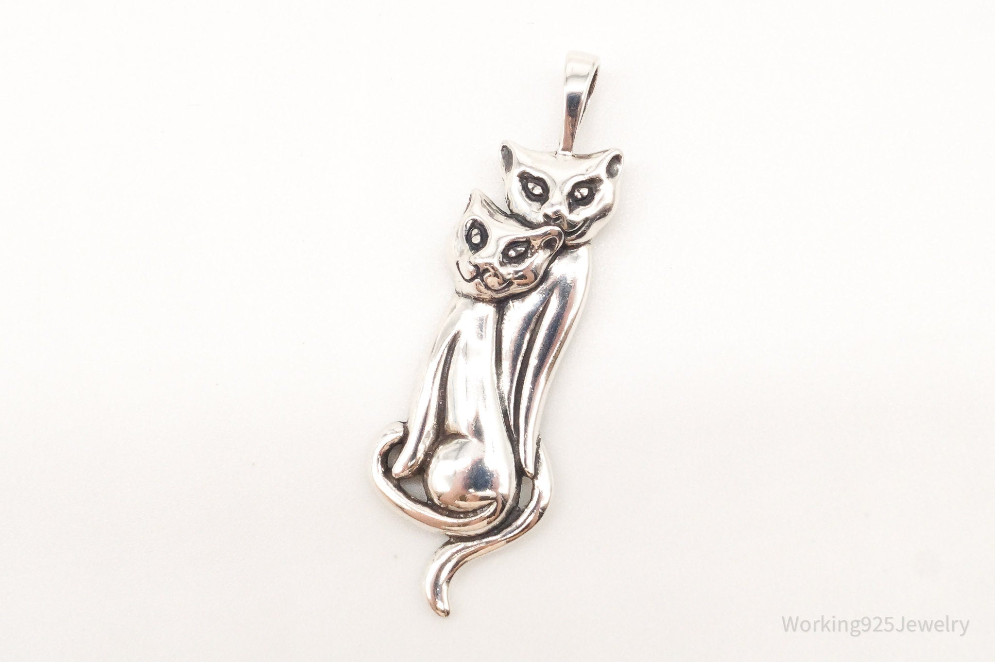 Vintage Designer KABANA Kittens Cats Sterling Silver Pendant