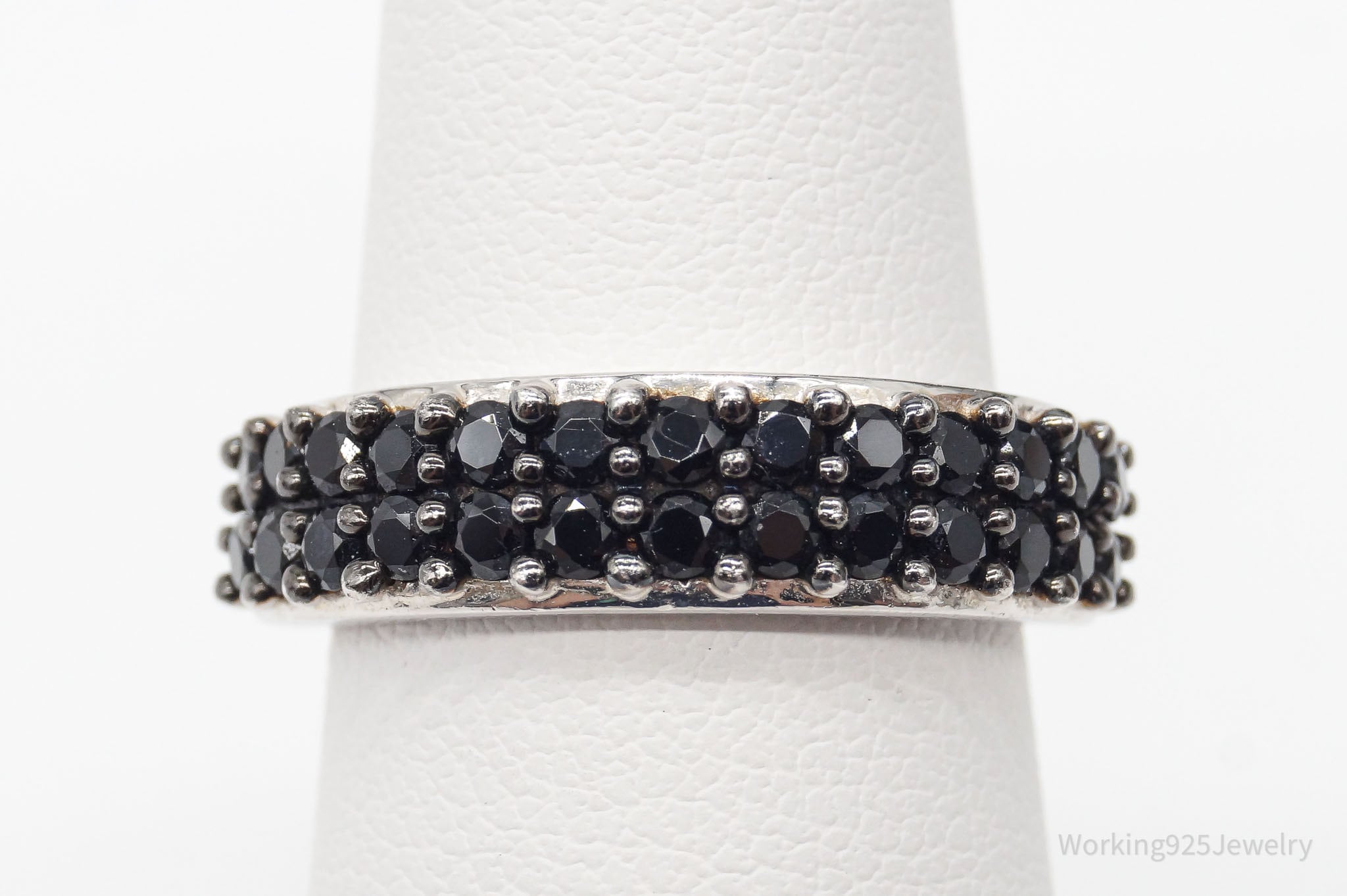 Designer KHR Black Spinel Sterling Silver Ring - Size 5.75