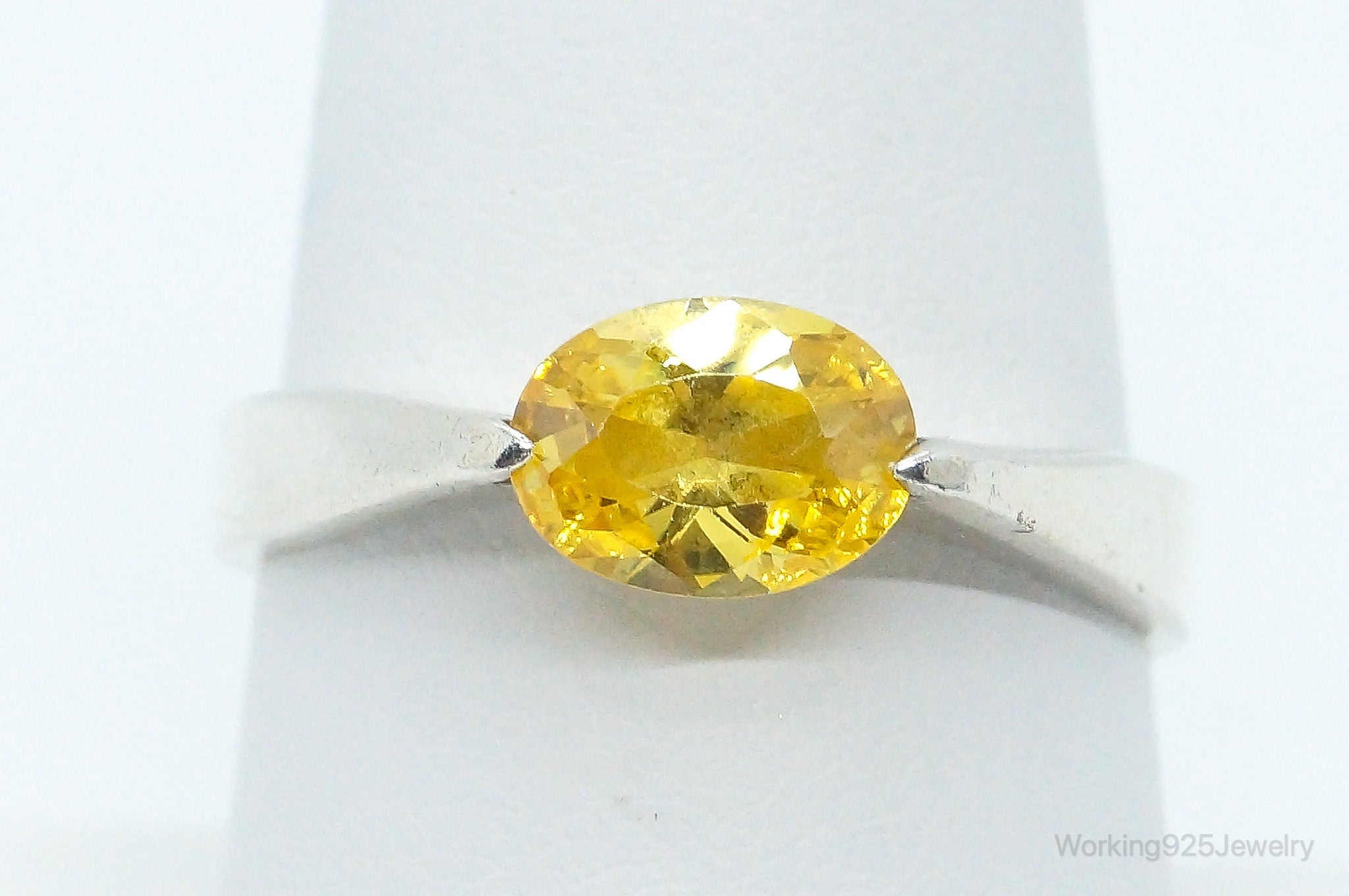 Vintage Citrine Sterling Silver Ring - Size 8.25