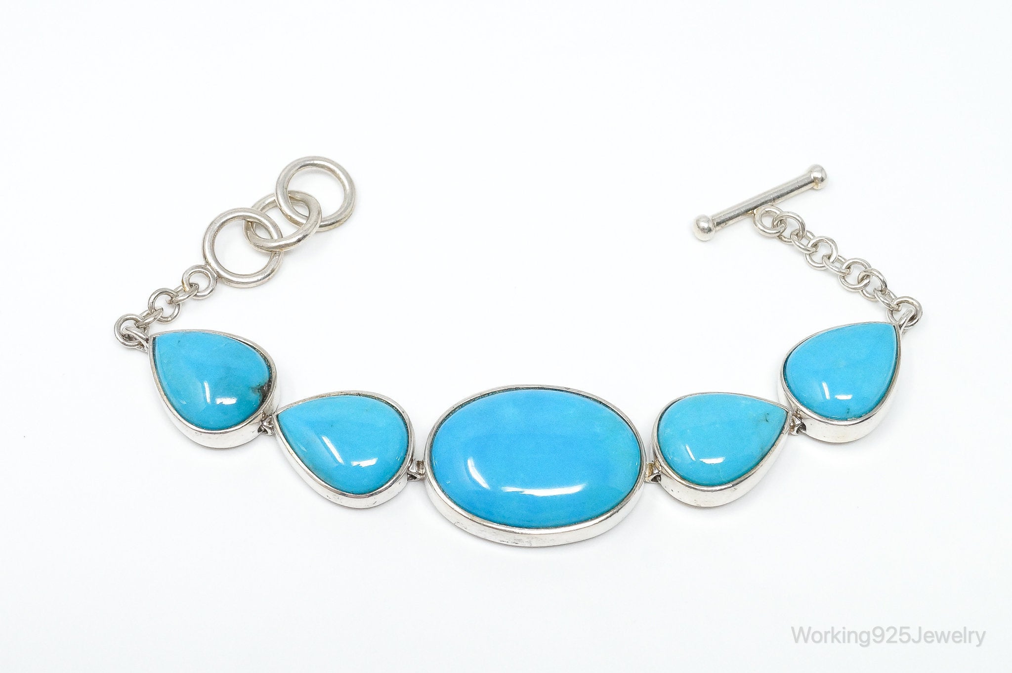 Designer Whitney Kelly Turquoise Southwestern Sterling Silver Toggle Bracelet