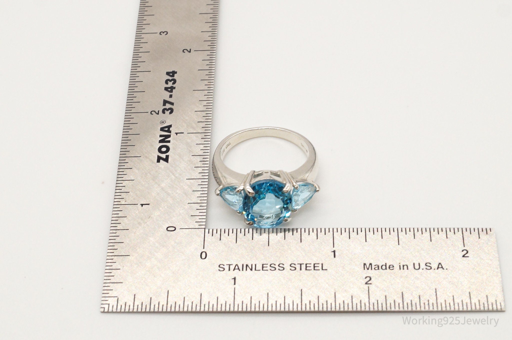 Vintage Designer CNA Blue Topaz Sterling Silver Ring - Size 7.75