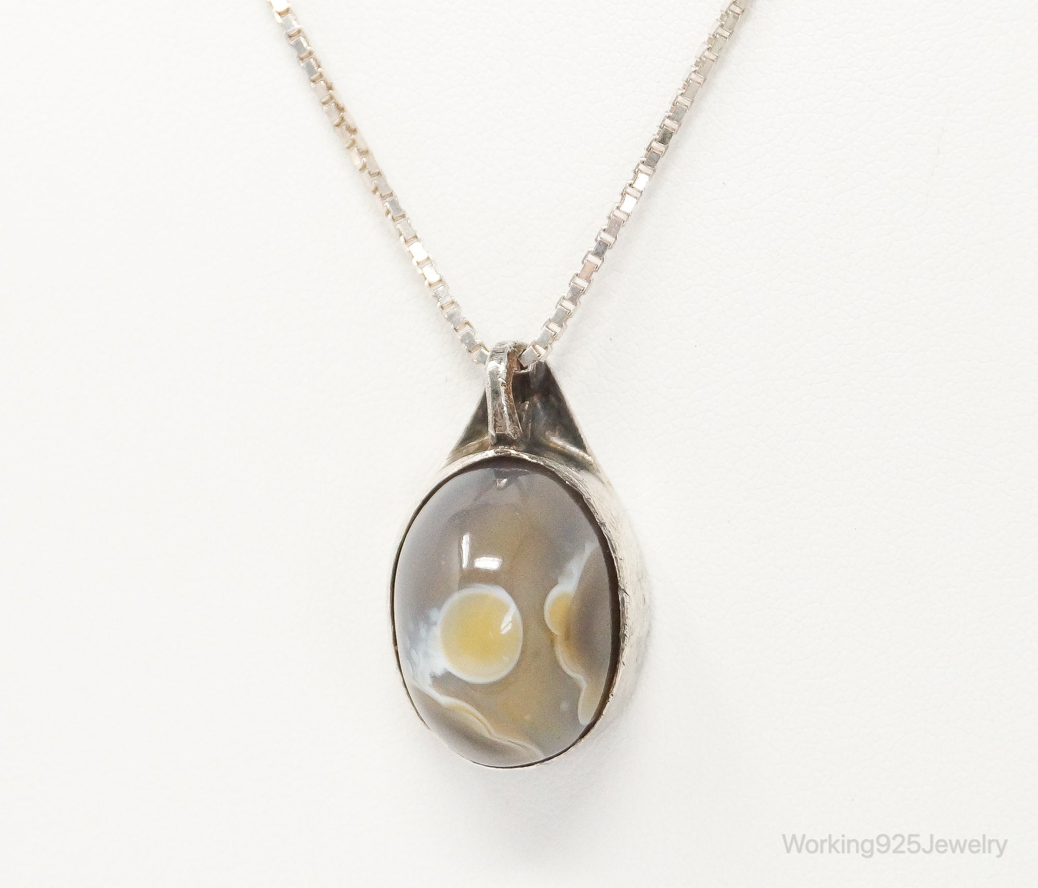 Vintage Agate Sterling Silver Necklace