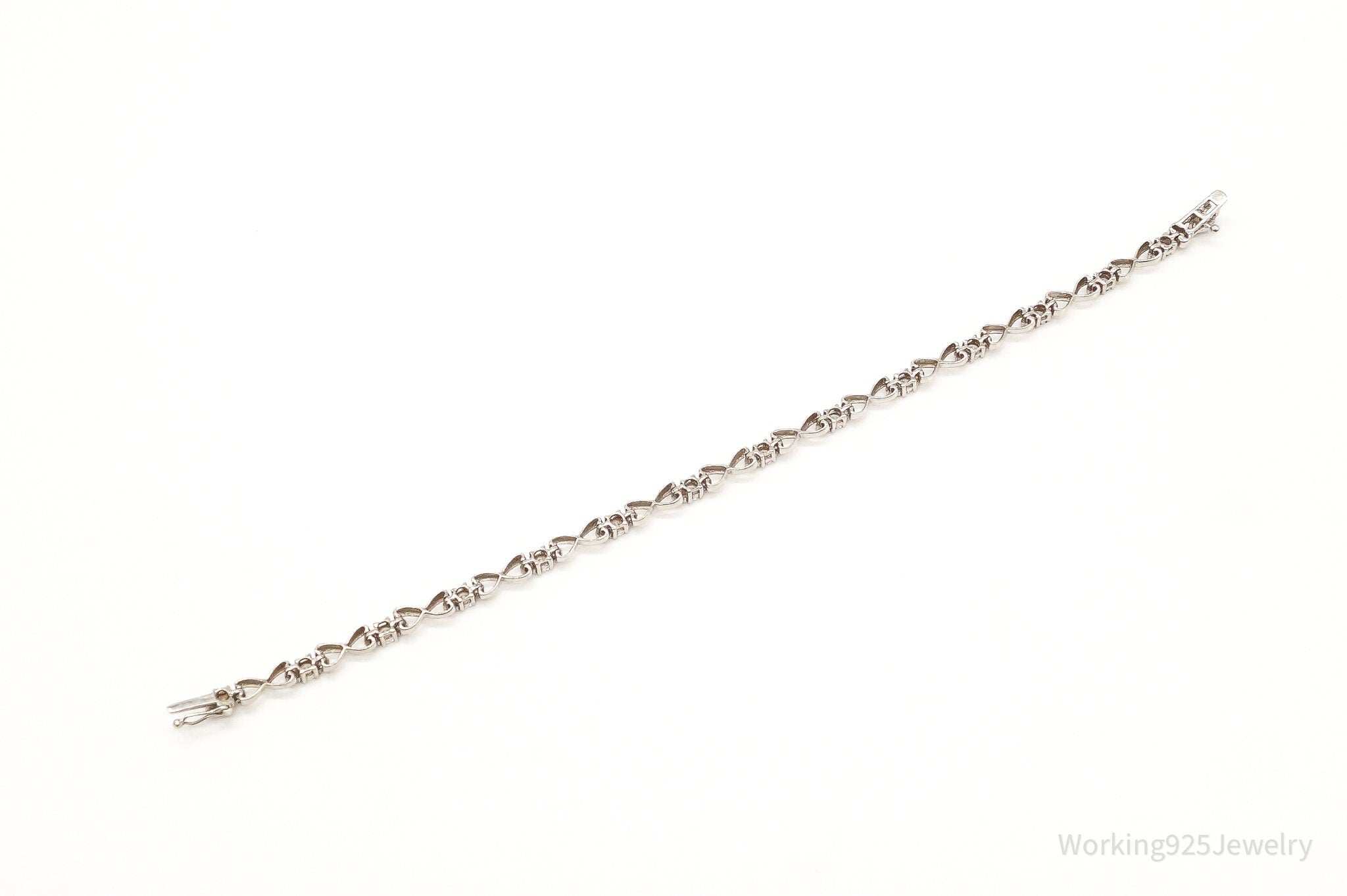 Vintage Cubic Zirconia Infinity Sterling Silver Tennis Bracelet