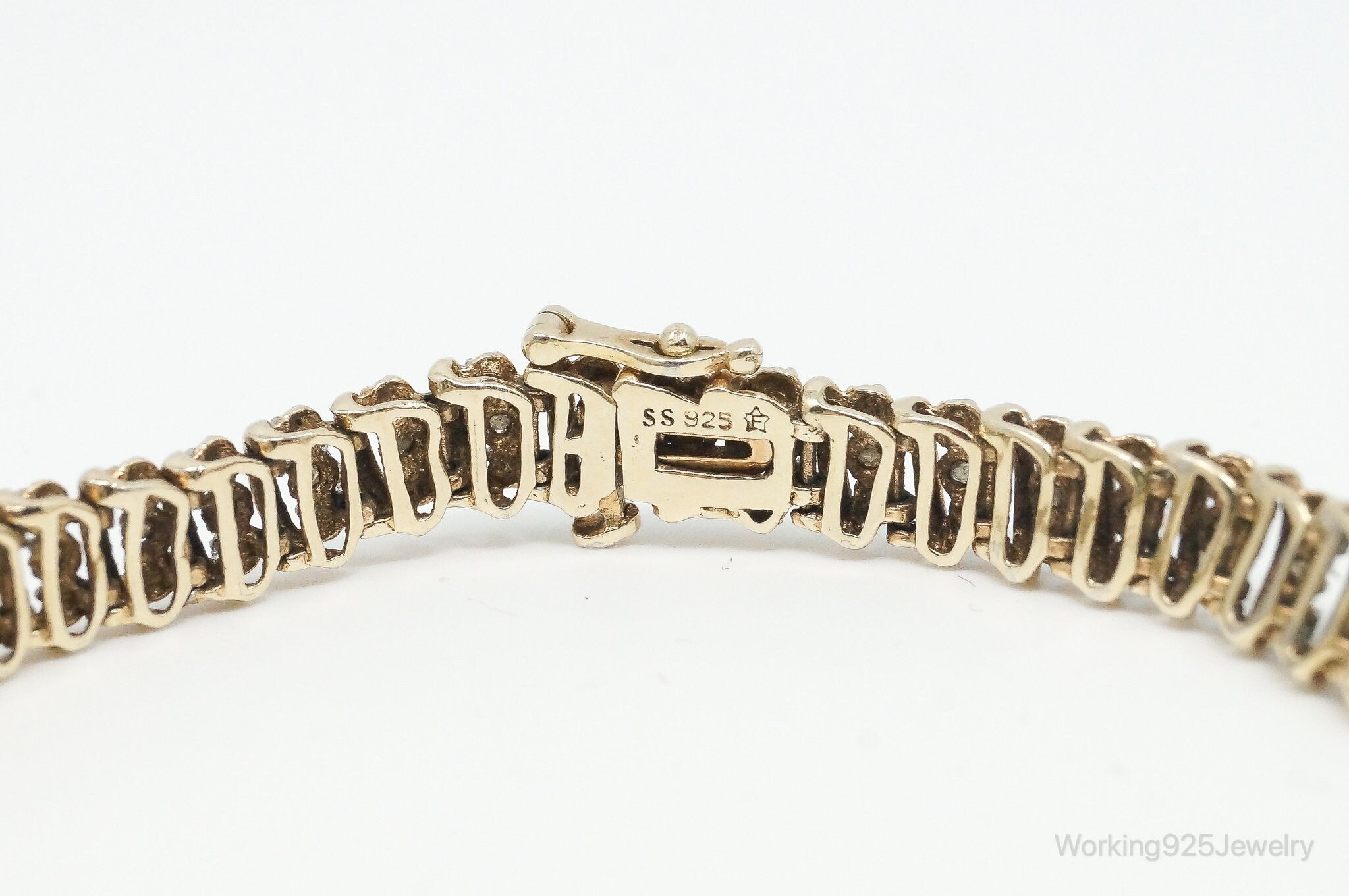 Vintage Designer Diamond Gold Vermeil Sterling Silver Bracelet