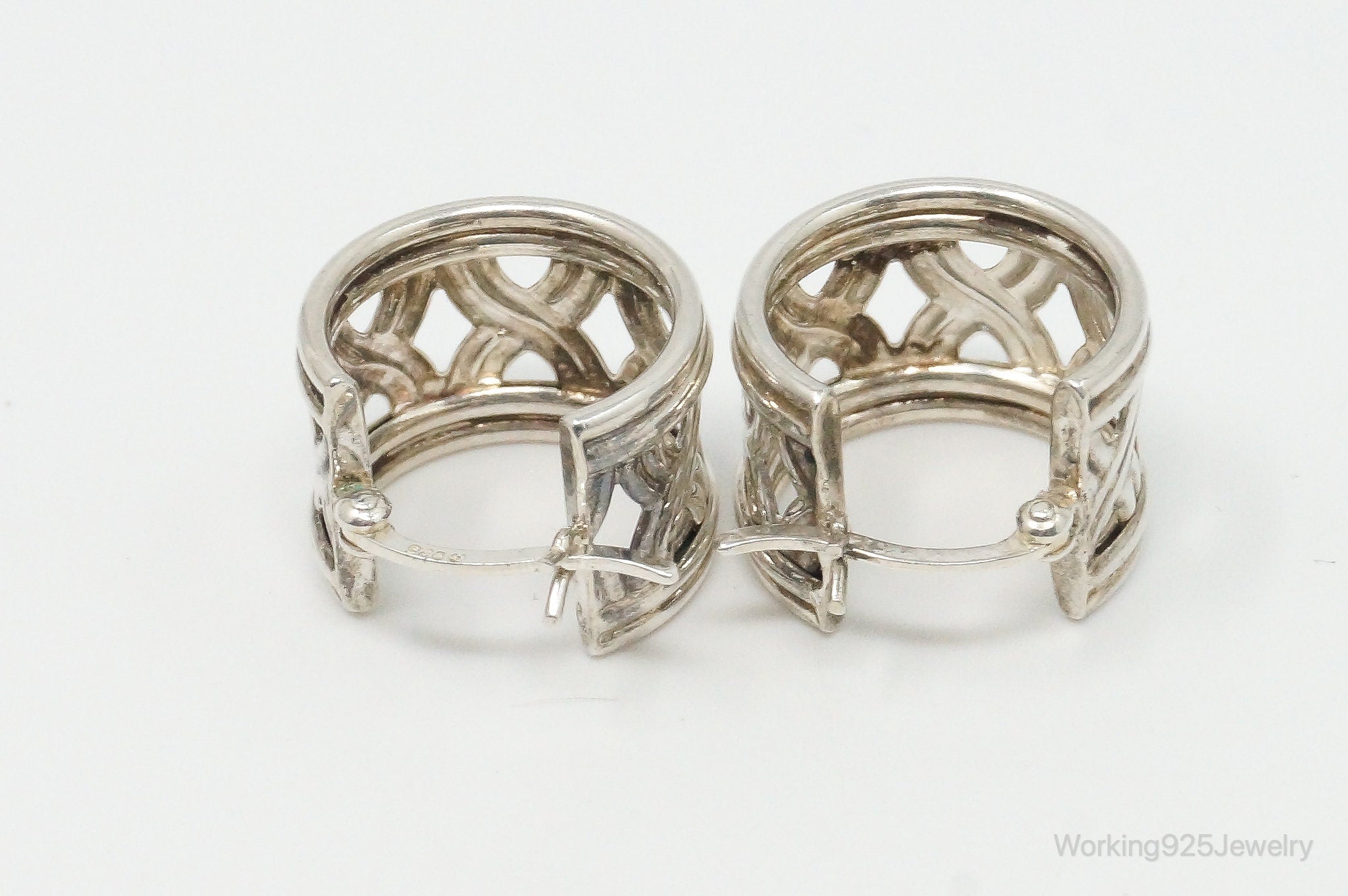 Vintage Cut Out Sterling Silver Hoop Earrings