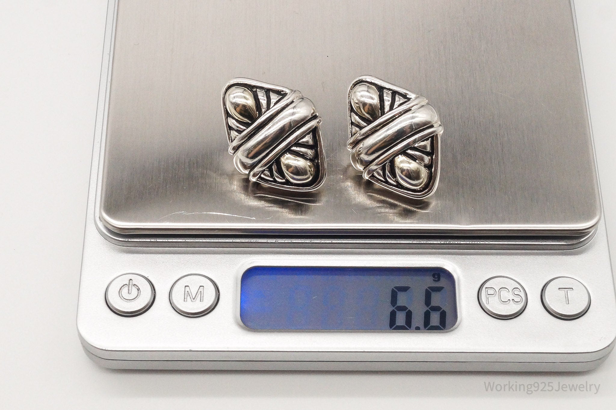 Vintage Designer Airess Mid Century Contemporary Sterling Silver Earrings