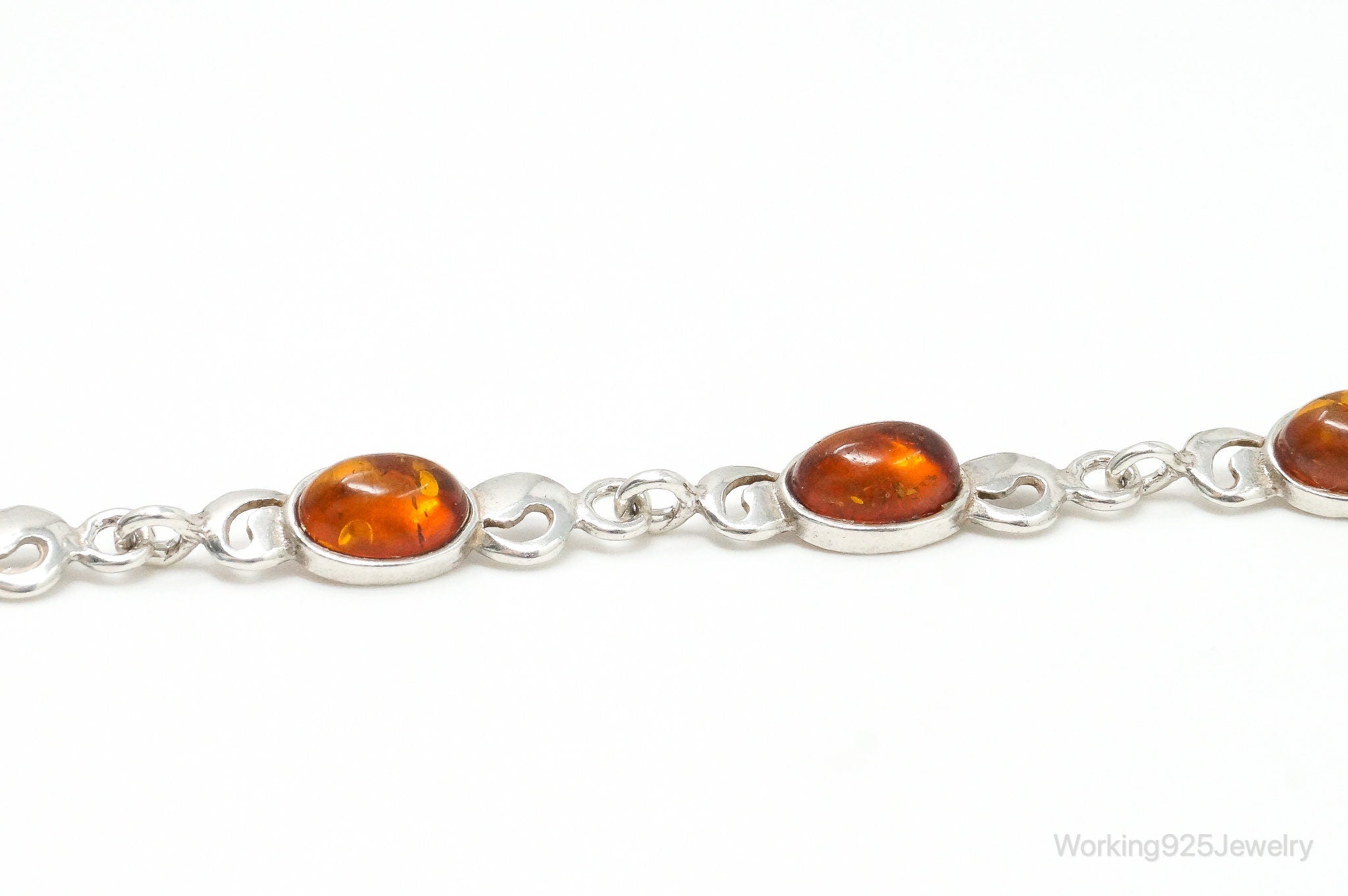 Vintage Baltic Amber Modernist Sterling Silver Bracelet