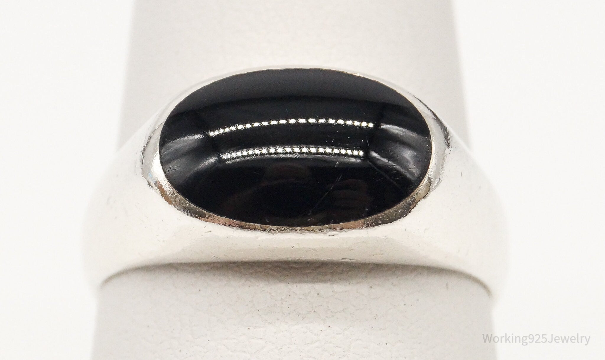 Vintage Black Onyx Sterling Silver Ring - Size 6