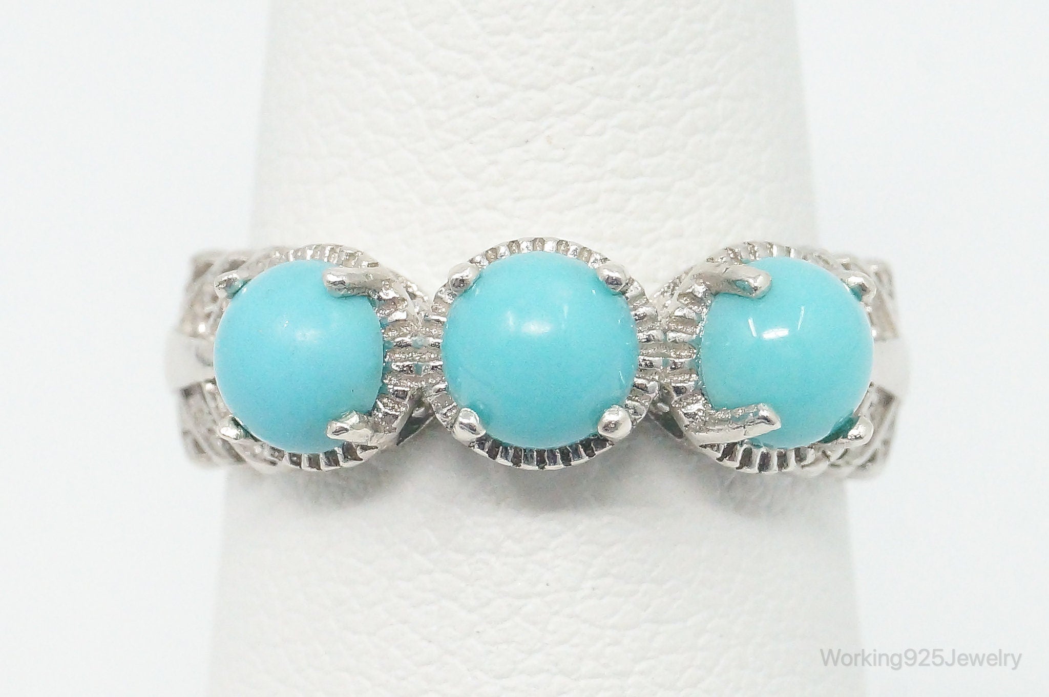 Vintage Faux Turquoise Sterling Silver Ring - Size 6.5