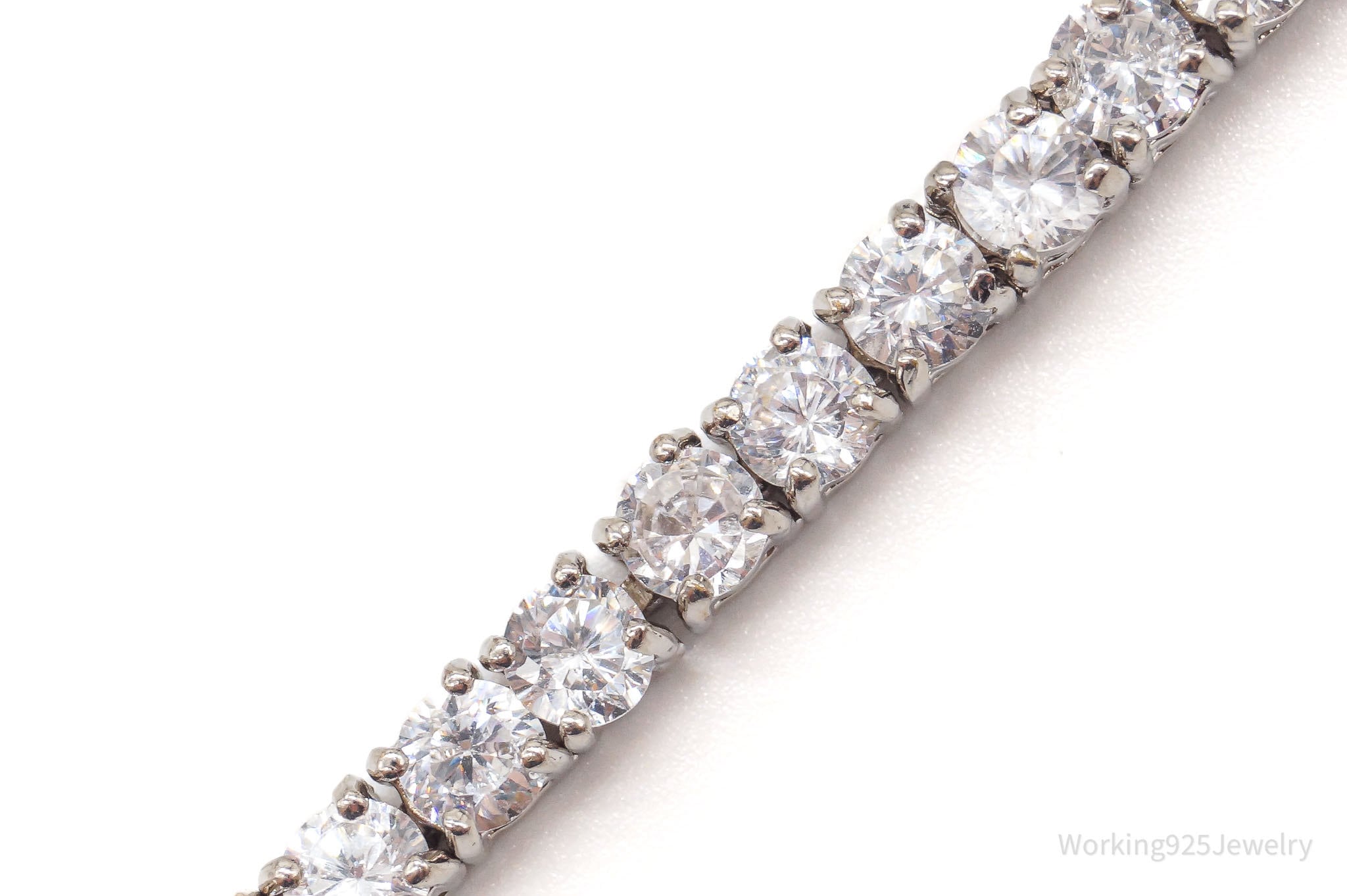 Vintage Cubic Zirconia Silver Tennis Bracelet