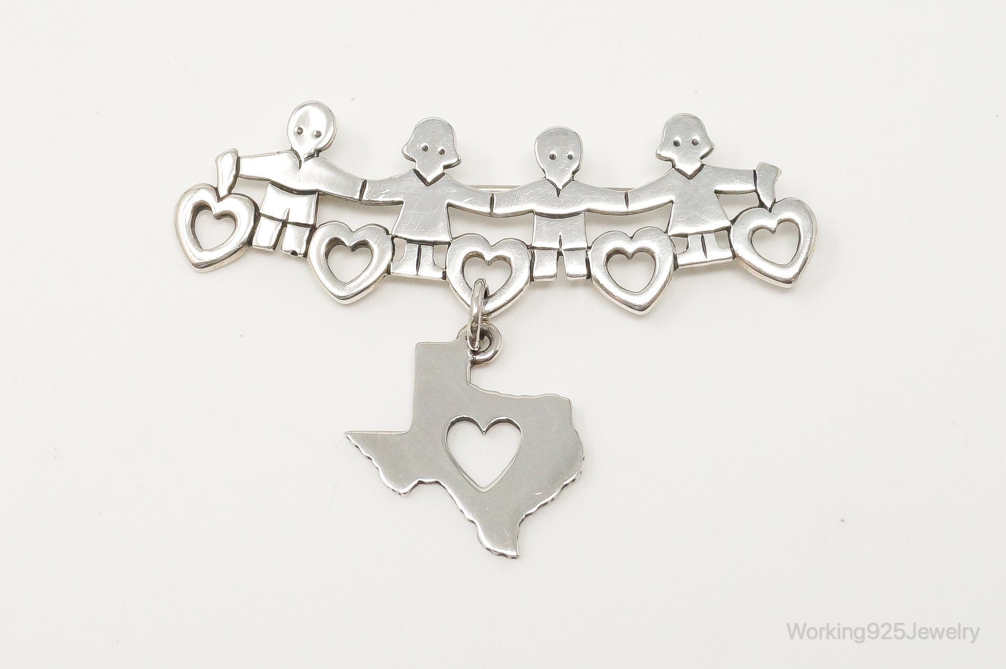 Designer James Avery Children Sterling Silver Brooch Pin & Texas Charm