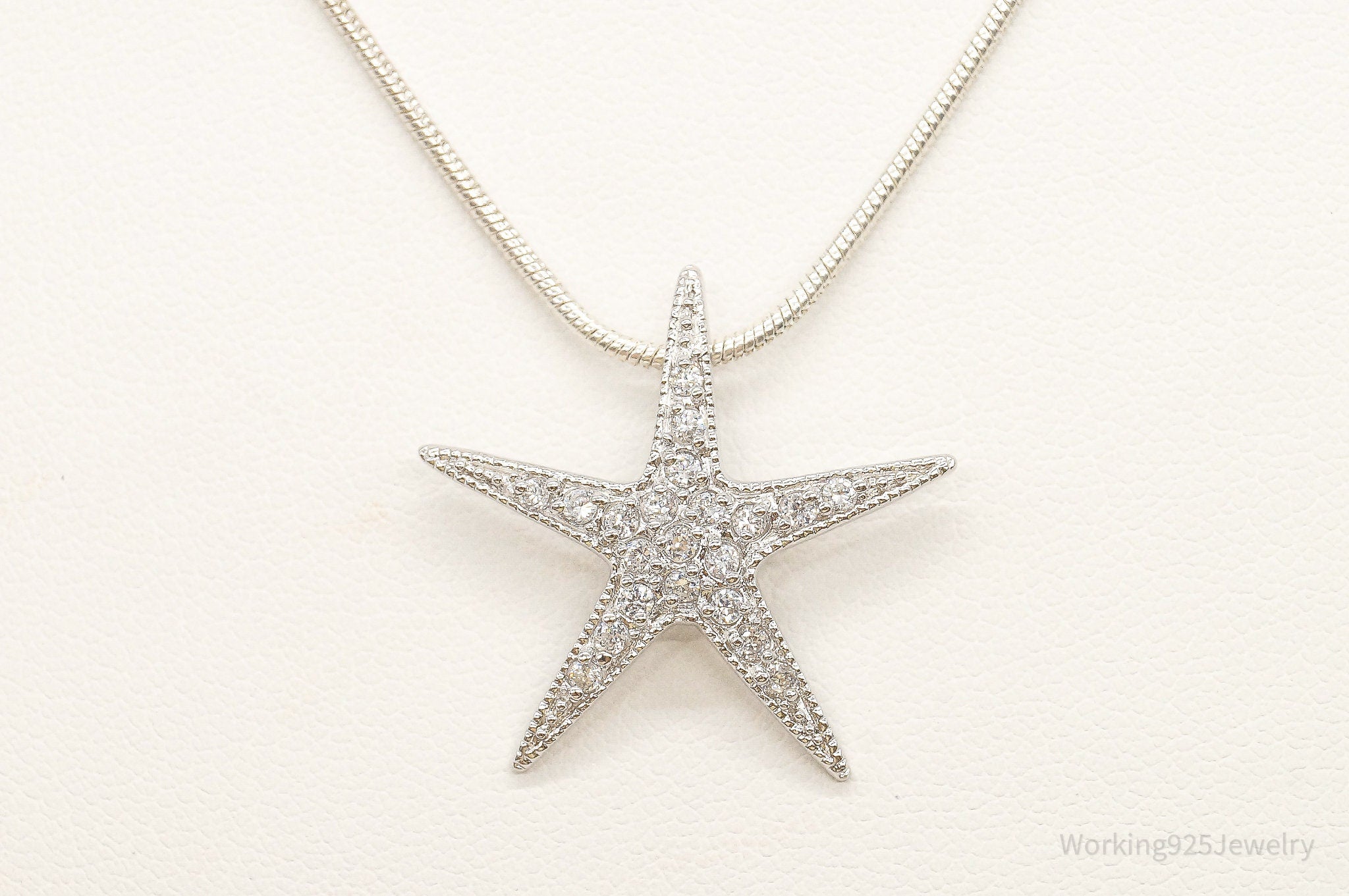 Cubic Zirconia Starfish Sterling Silver Necklace