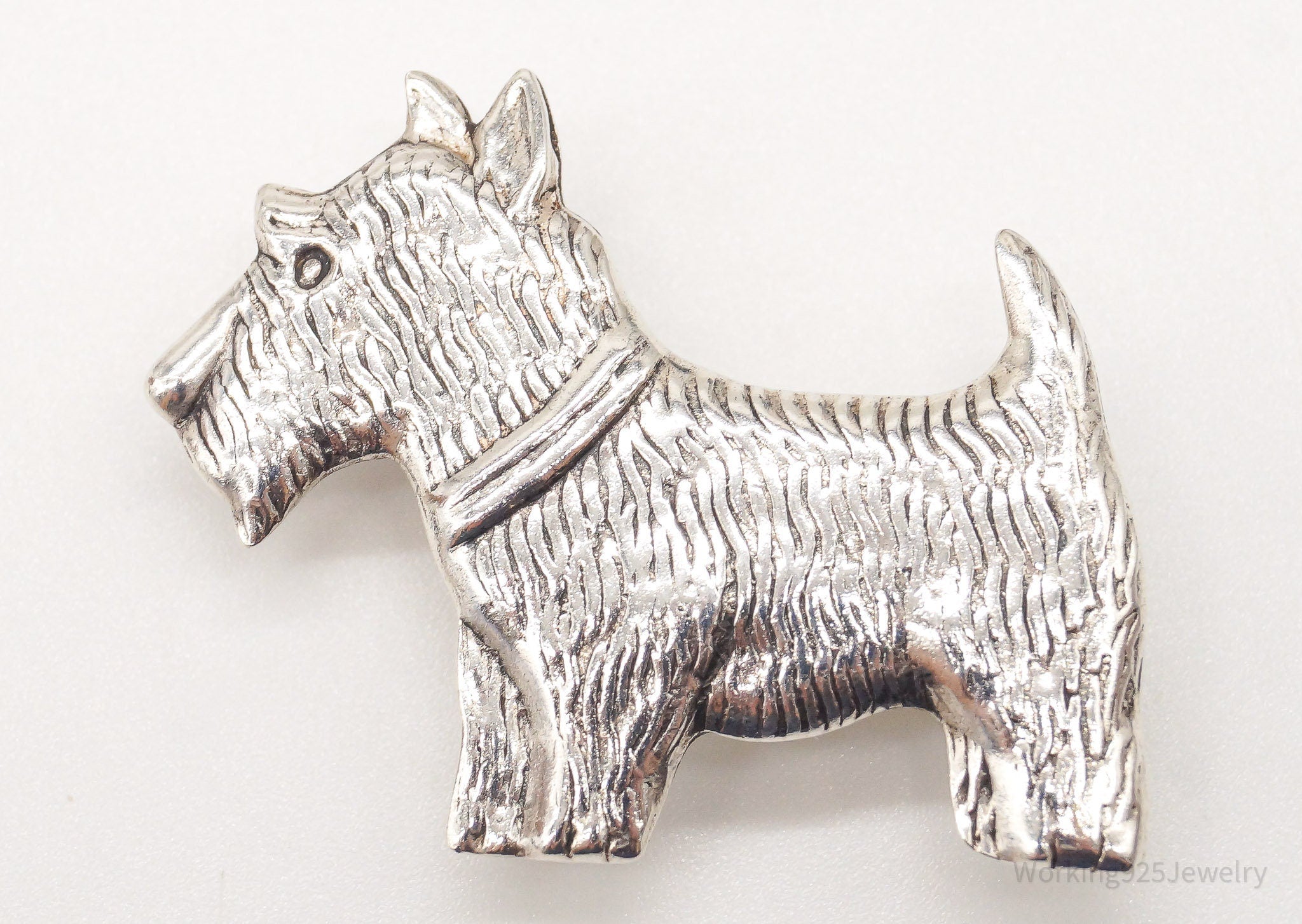 Large Vintage Scottish Scottie Dog Sterling Silver Brooch Pin