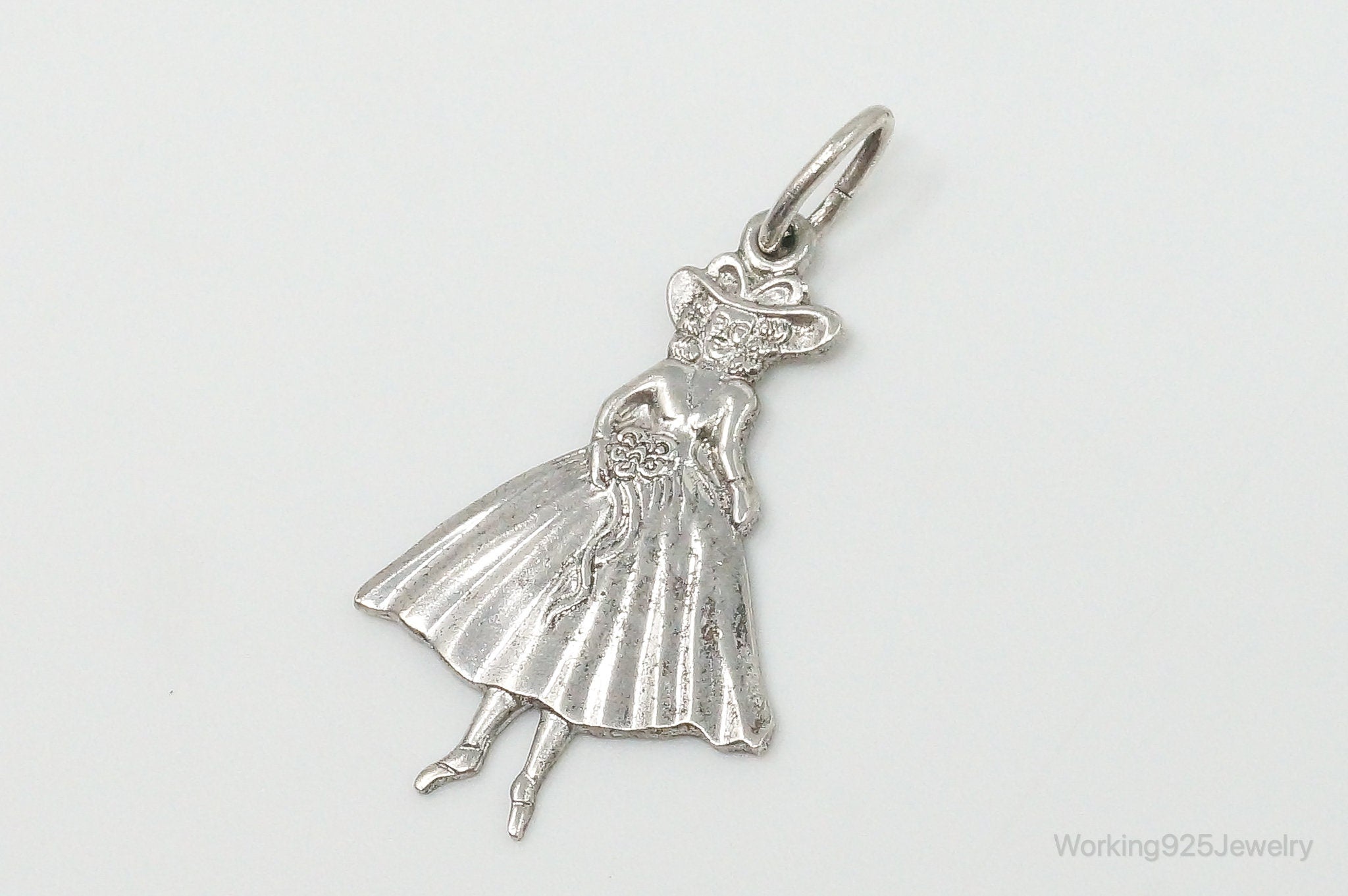 RARE Vintage Carl Art Fancy Lady In Dress & Hat Sterling Silver Charm