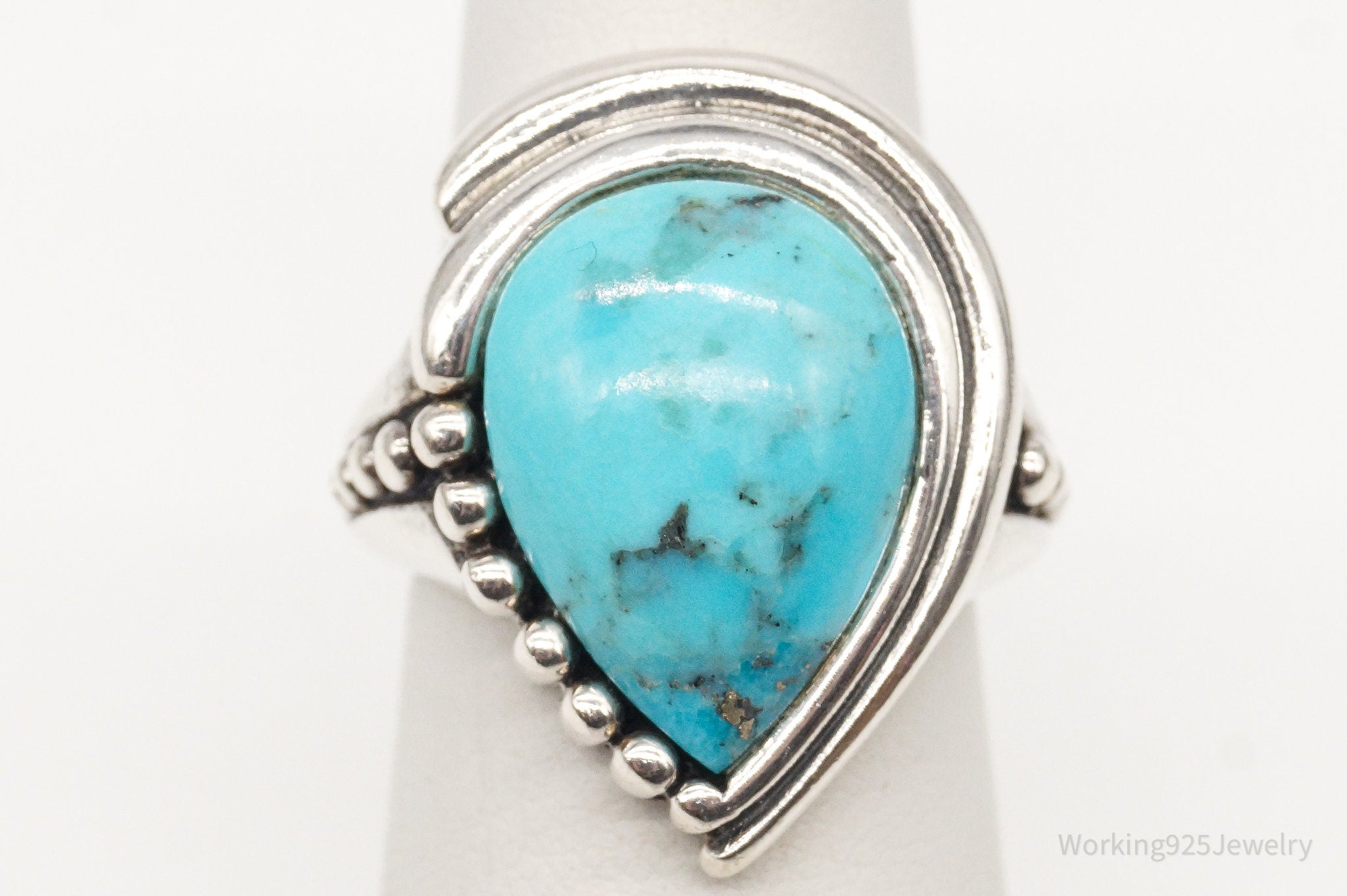 Designer SX Turquoise Sterling Silver Ring - Size 6