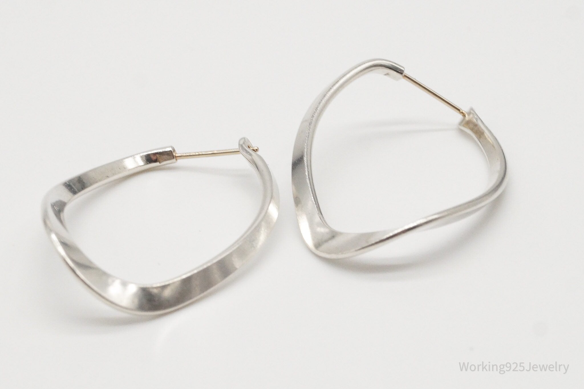 Vintage Designer 14KGF Post Sterling Silver Hoop Earrings