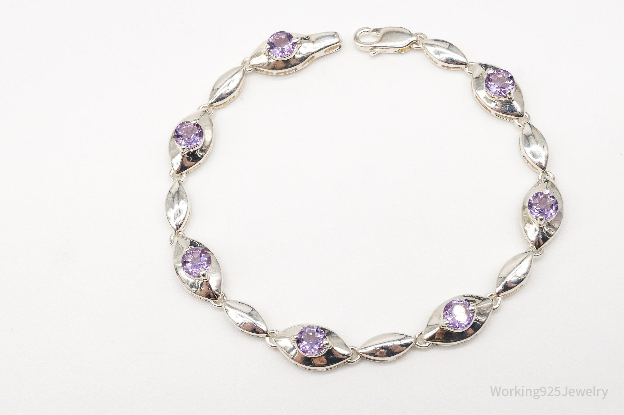 Vintage Amethyst Sterling Silver Bracelet