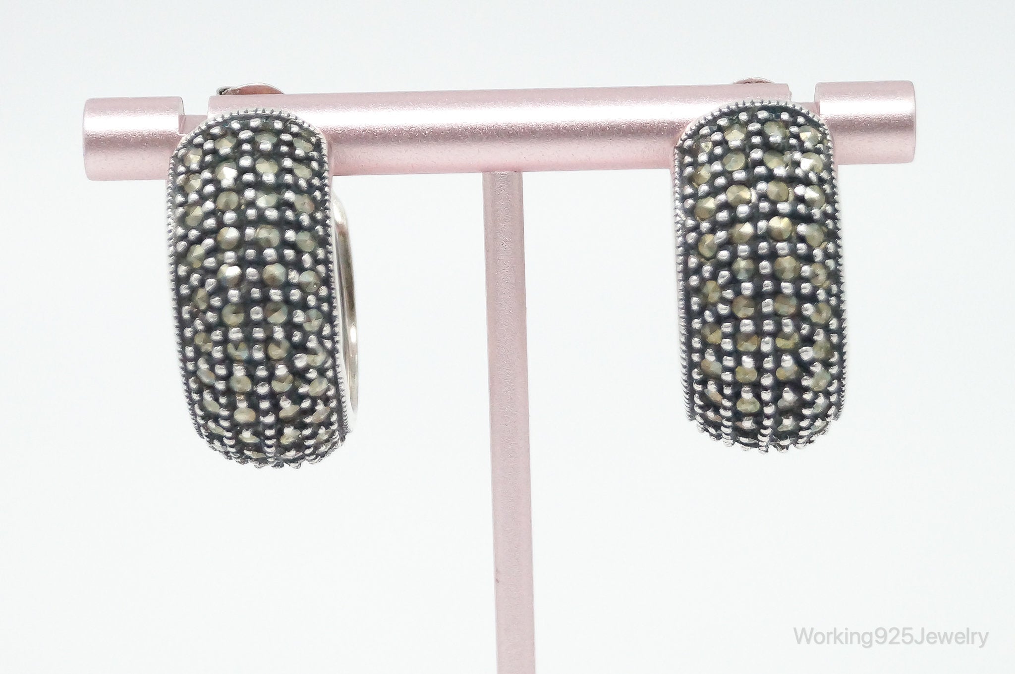 Designer Judith Jack Marcasite Sterling Silver Earrings