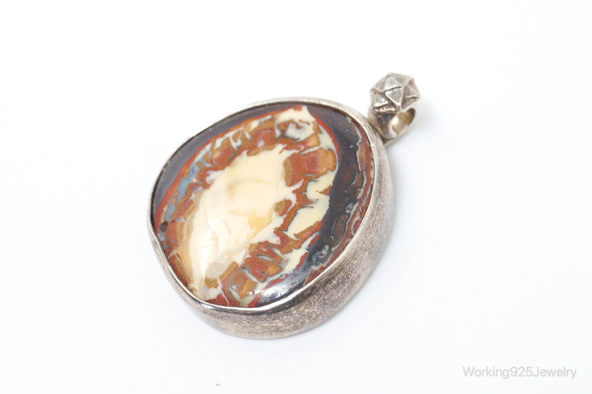 Rare Designer PAMELA XVN Opalized Agate Sterling Silver Pendant