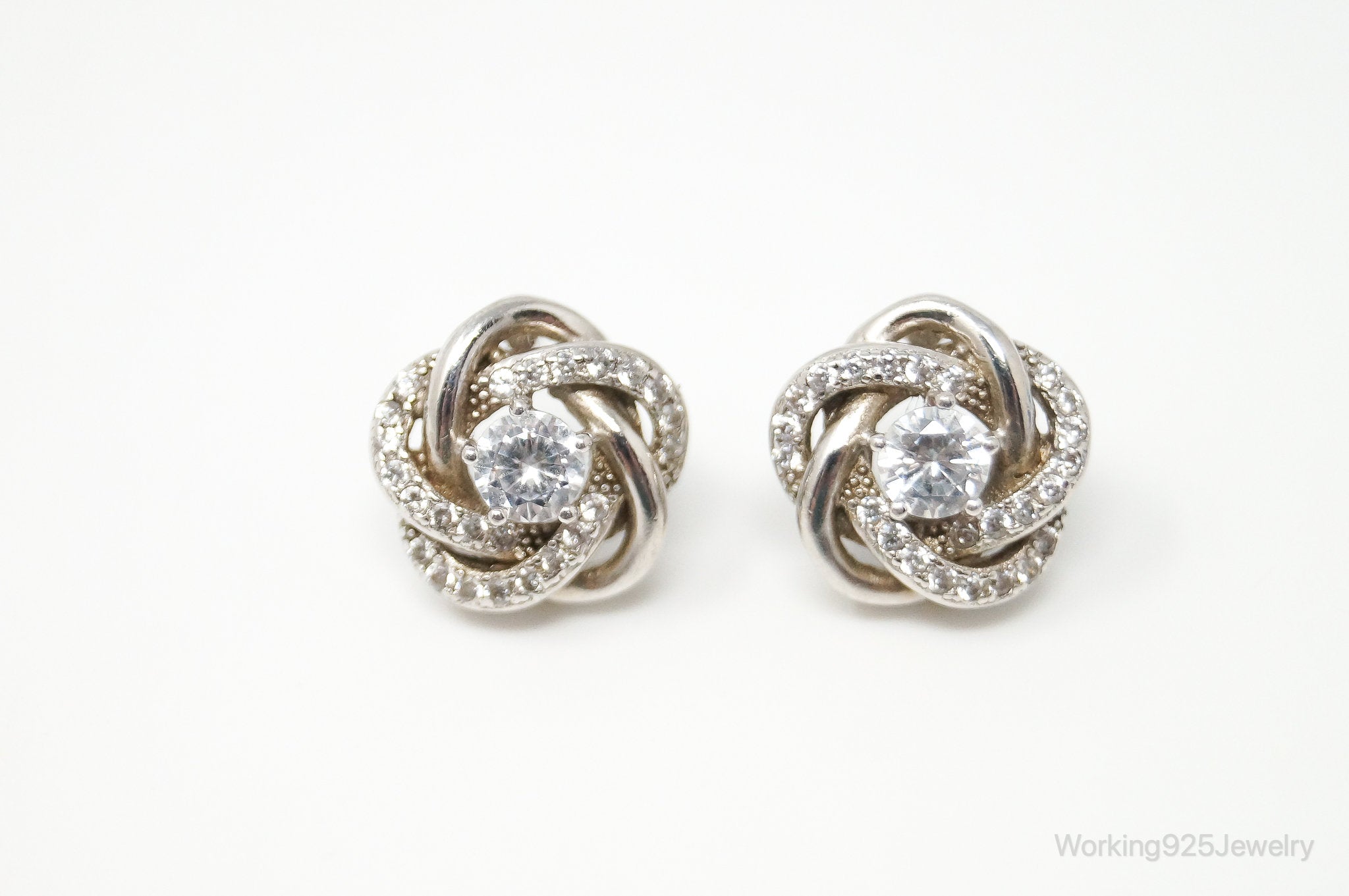 Cubic Zirconia Sterling Silver Stud Post Earrings