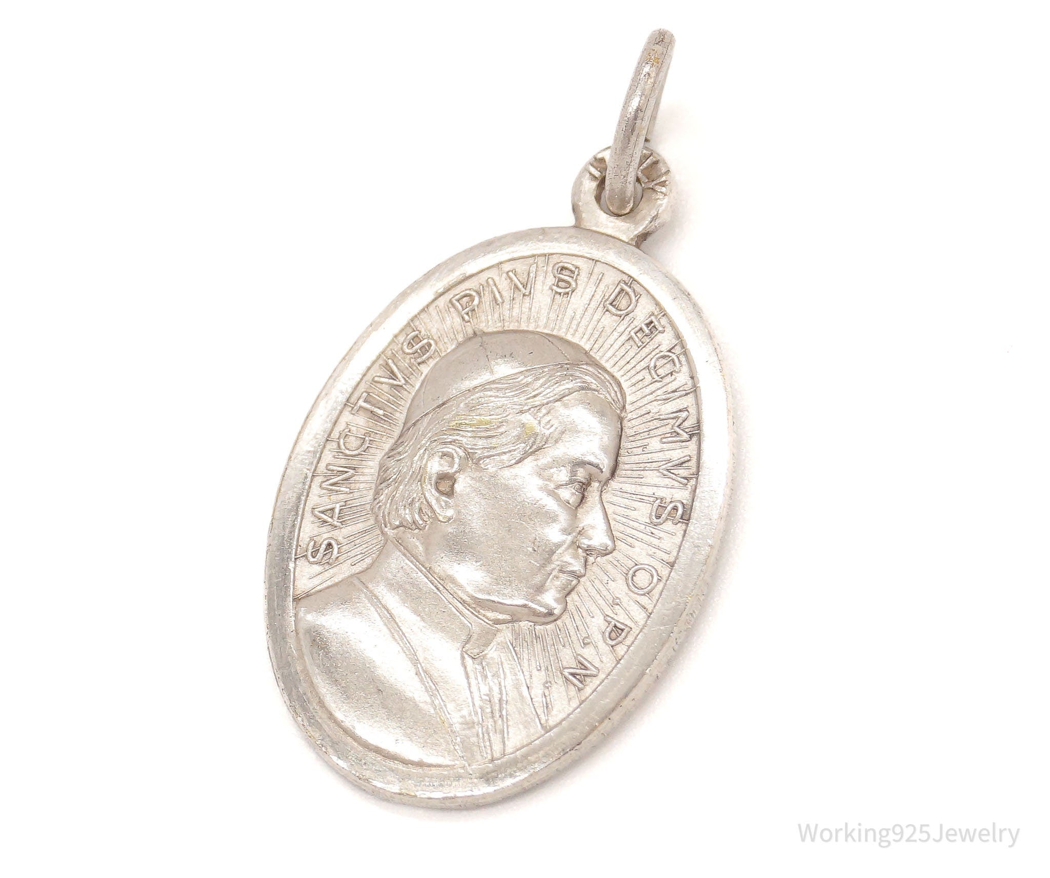 Antique Italian Pope Vatican Sanctvs Pivs Silver Pendant