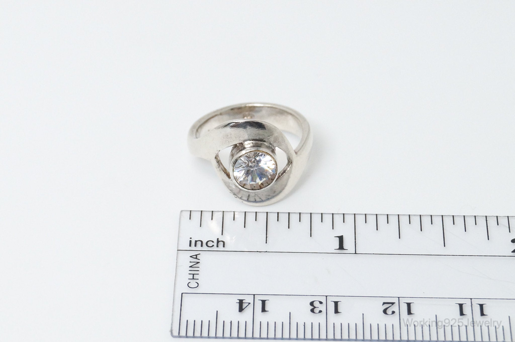 Vintage Cubic Zirconia Sterling Silver Ring - Size 5