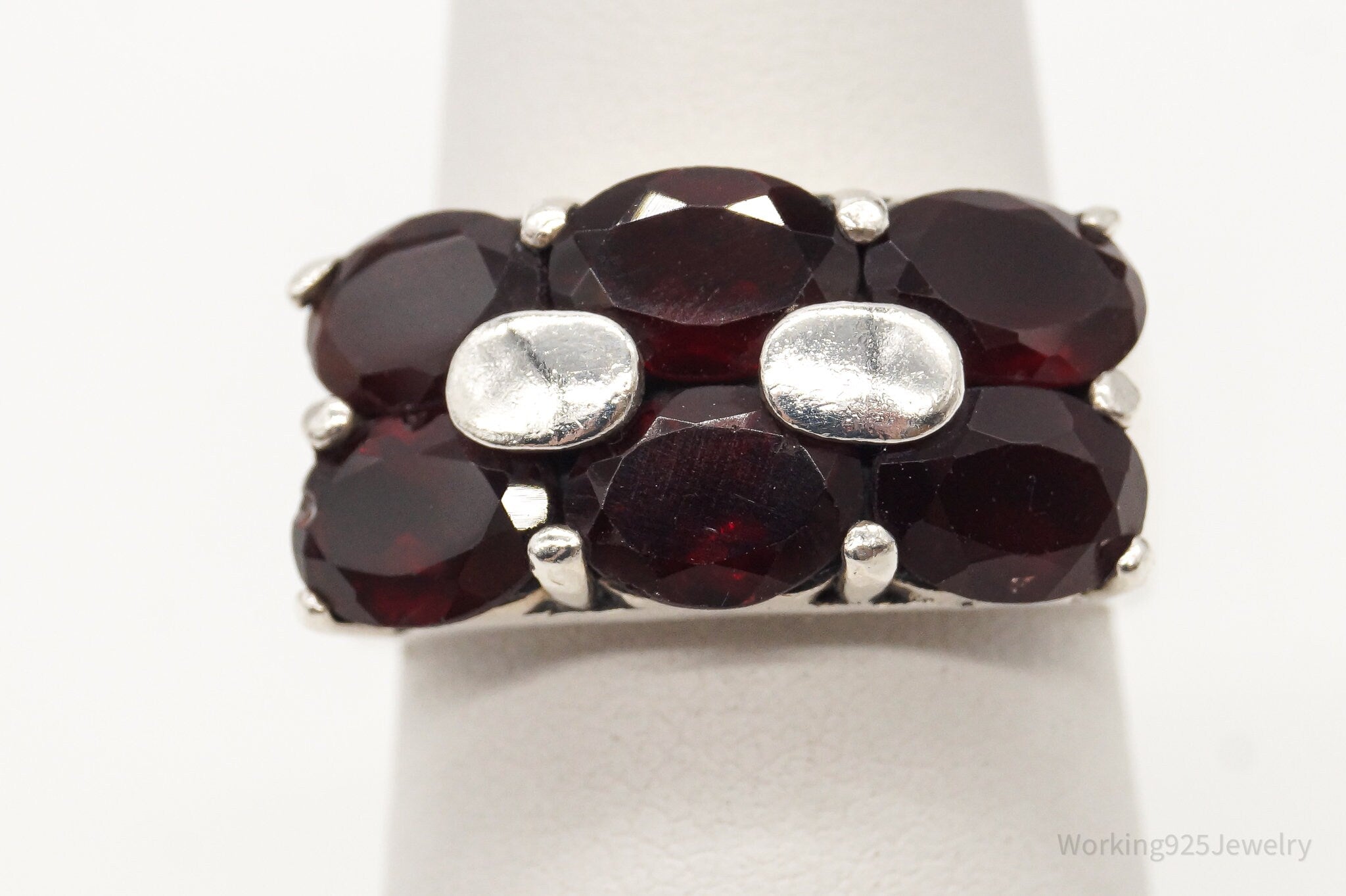 Vintage Garnet Sterling Silver Ring - Size 6.5