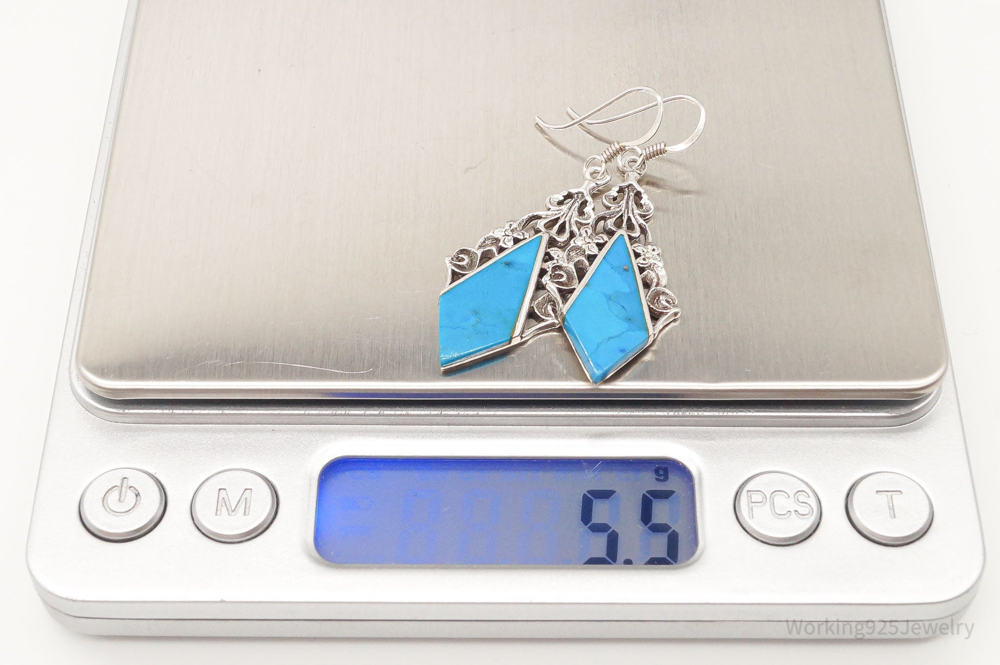 Vintage Blue Turquoise Sterling Silver Earrings